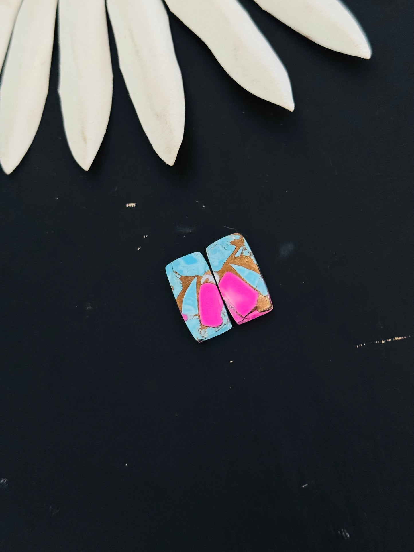 Cotton Candy Dahlia Composite Matching Earring Cabs
