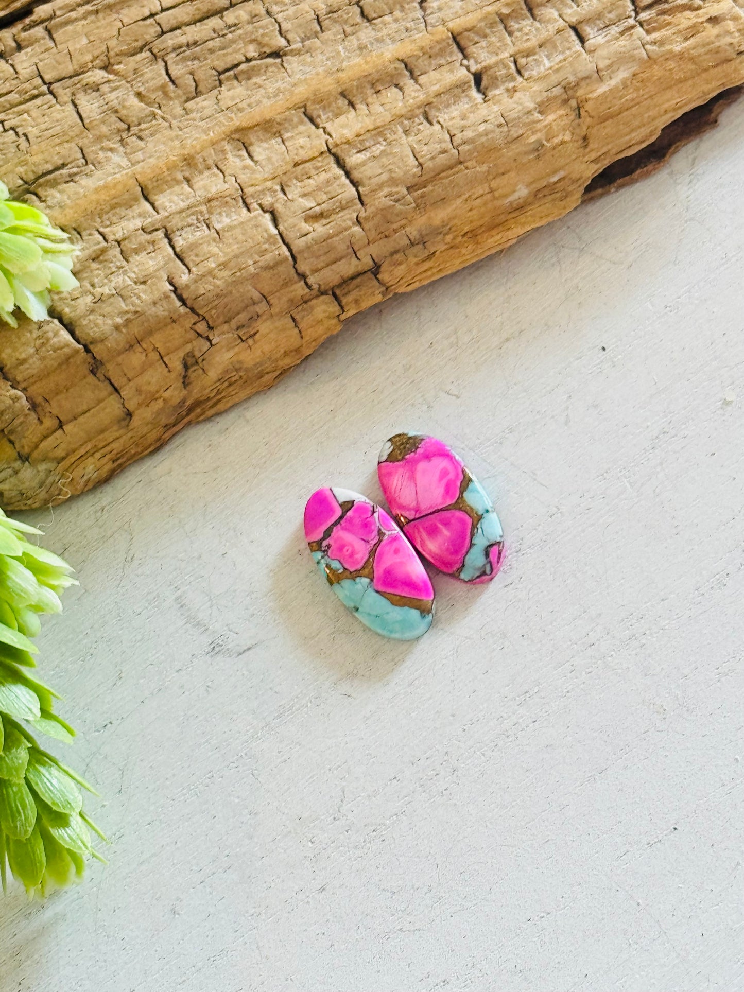 Cotton Candy Dahlia Composite Matching Earring Cabs