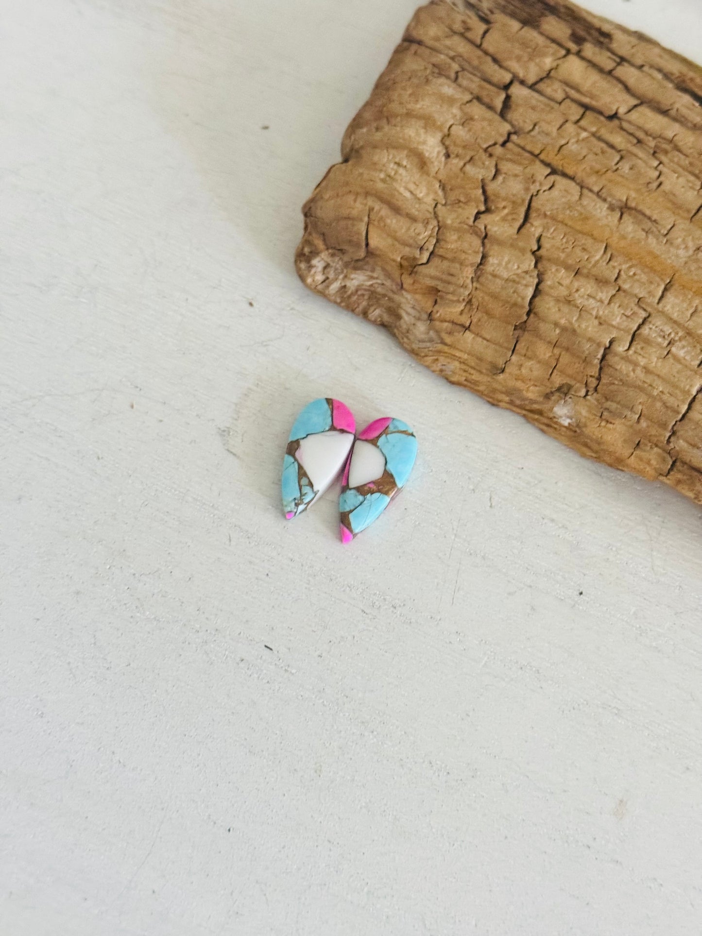 Cotton Candy Dahlia Composite Matching Earring Cabs
