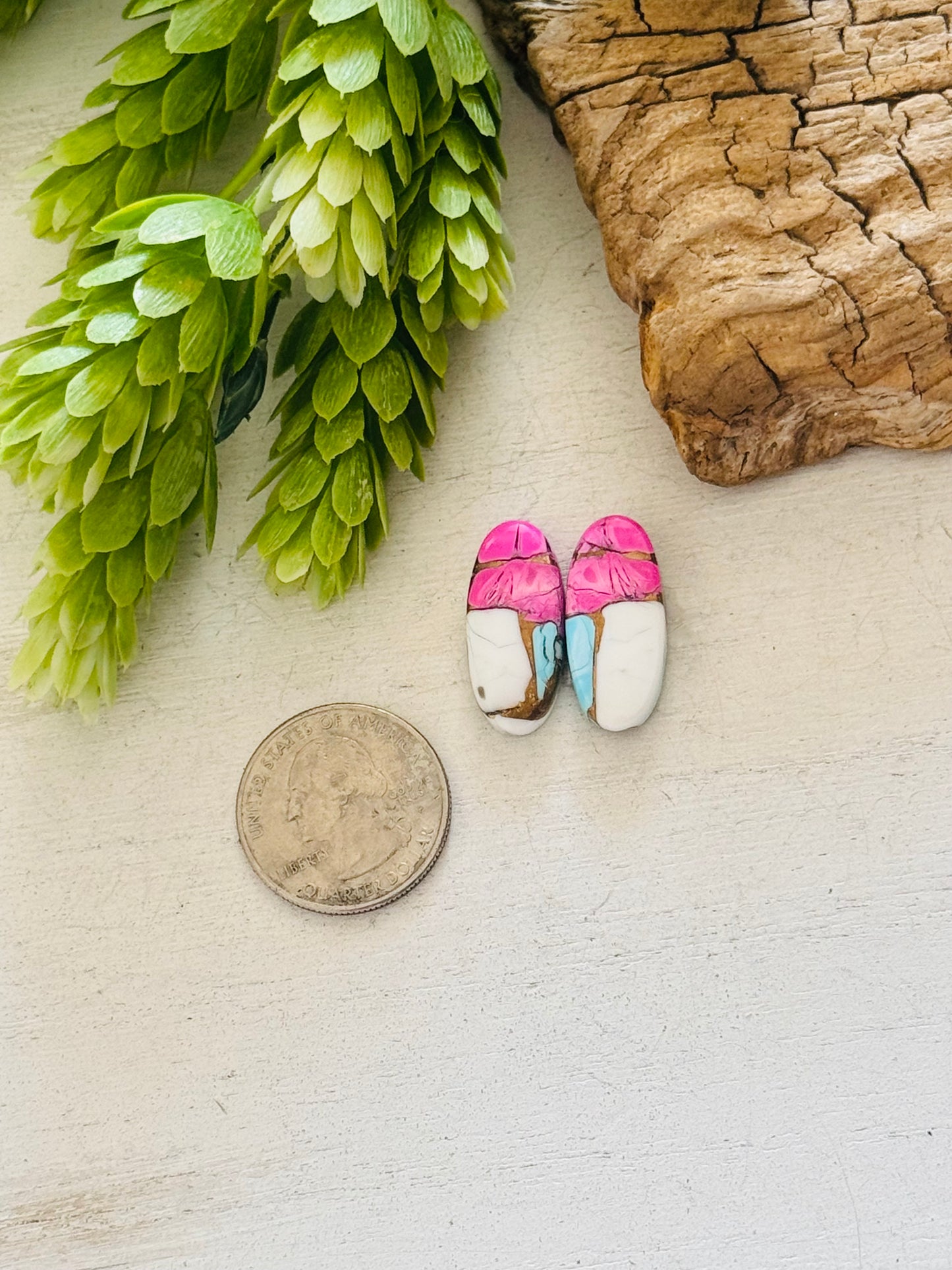 Cotton Candy Dahlia Composite Matching Earring Cabs