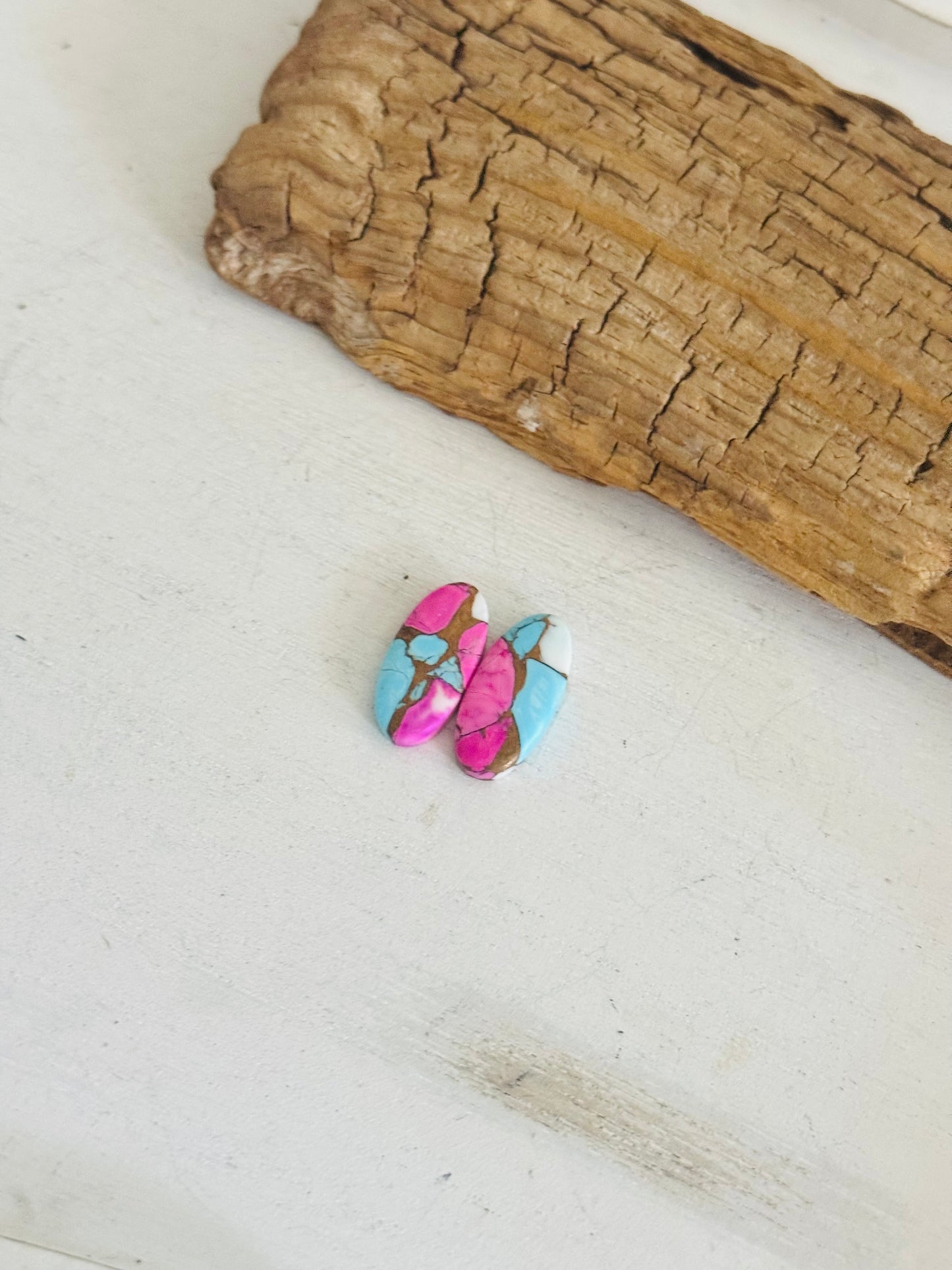 Cotton Candy Dahlia Composite Matching Earring Cabs