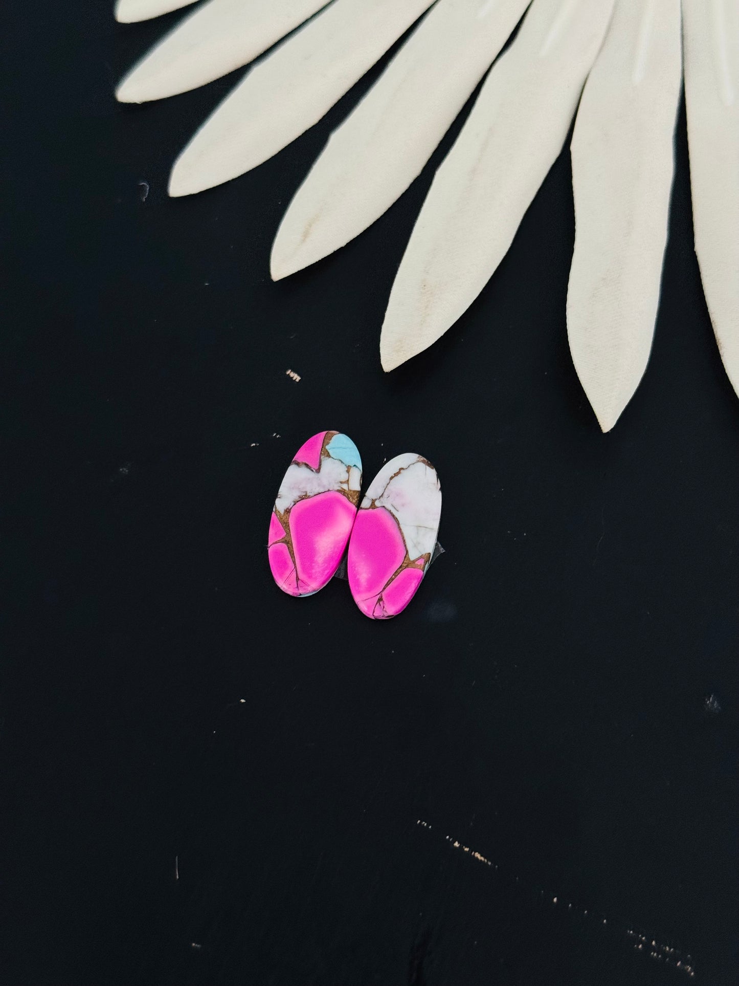 Cotton Candy Dahlia Composite Matching Earring Cabs