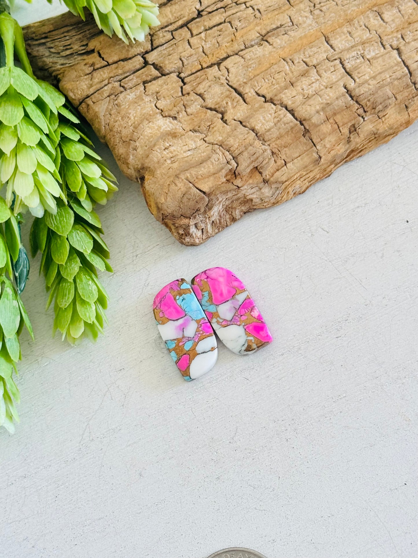 Cotton Candy Dahlia Composite Matching Earring Cabs