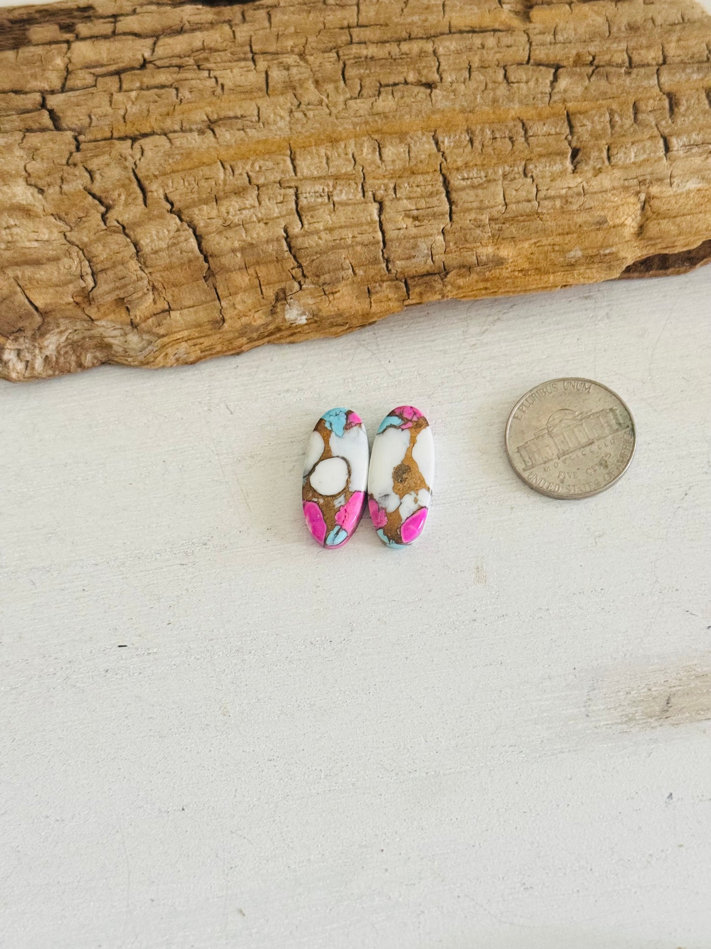 Cotton Candy Dahlia Composite Matching Earring Cabs