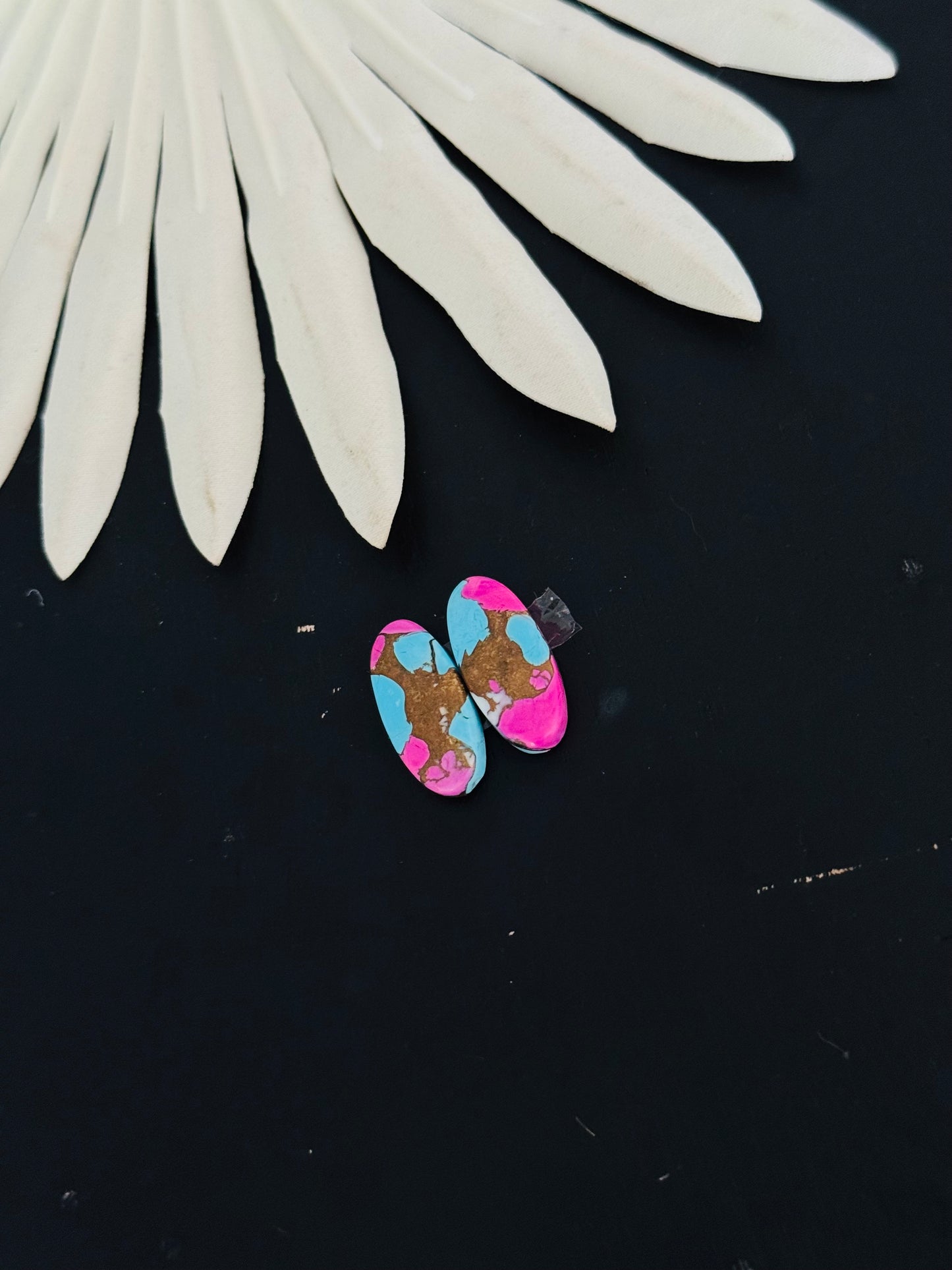 Cotton Candy Dahlia Composite Matching Earring Cabs