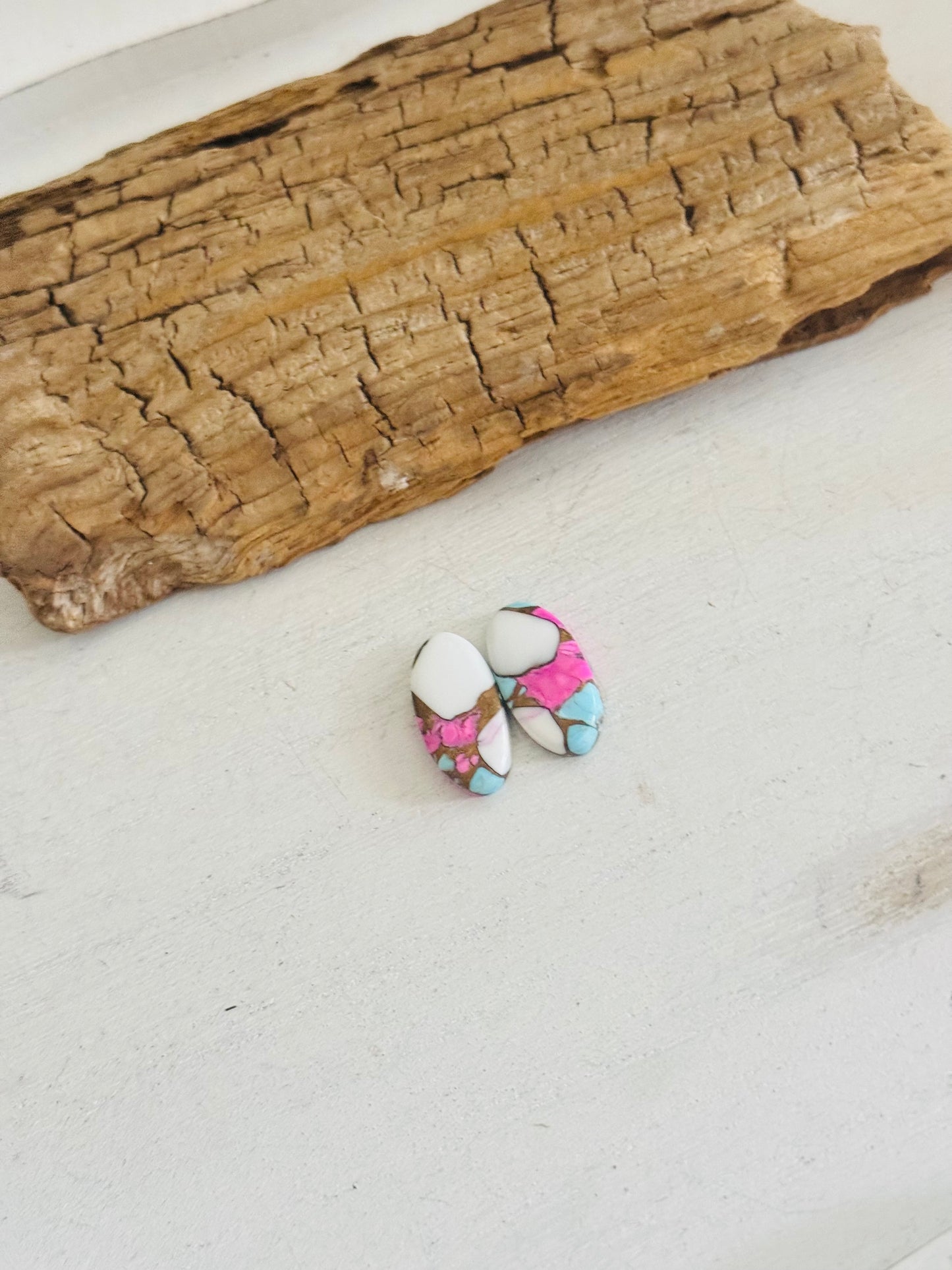 Cotton Candy Dahlia Composite Matching Earring Cabs