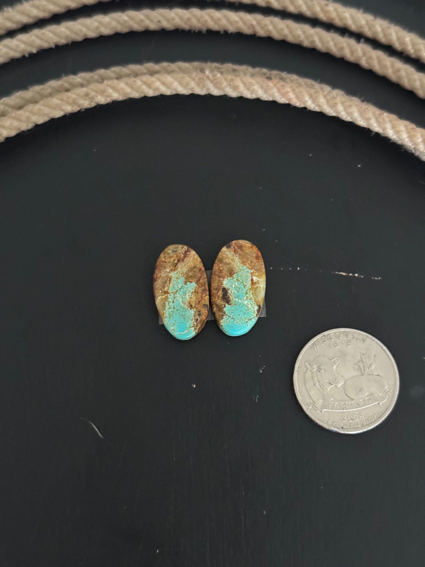 #8 Turquoise Earring Pair Cabs
