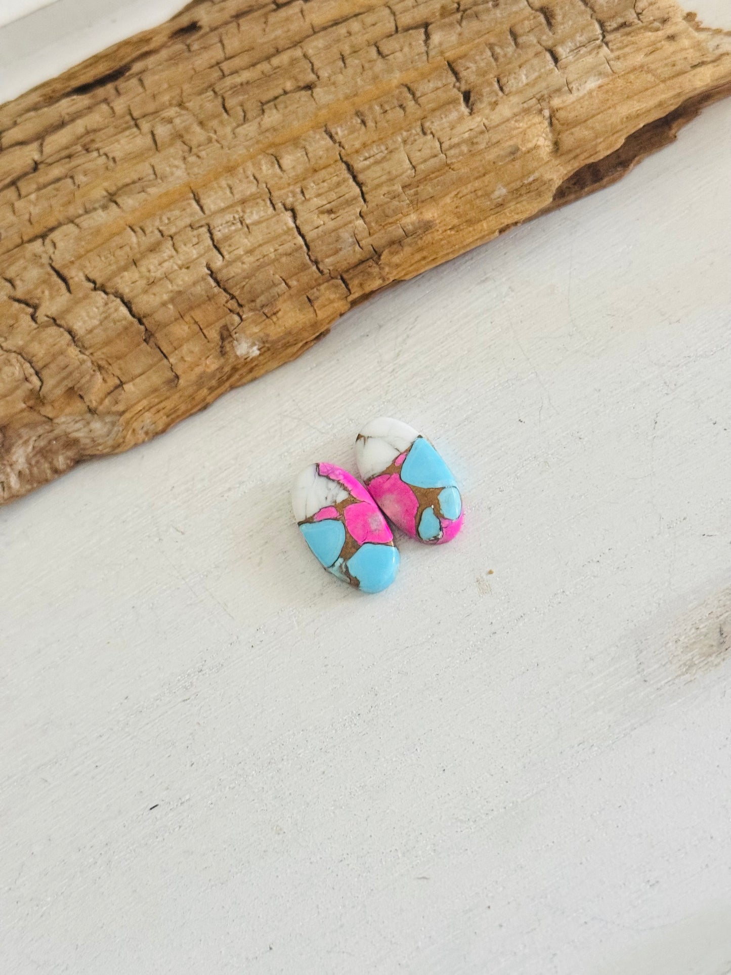 Cotton Candy Dahlia Composite Matching Earring Cabs