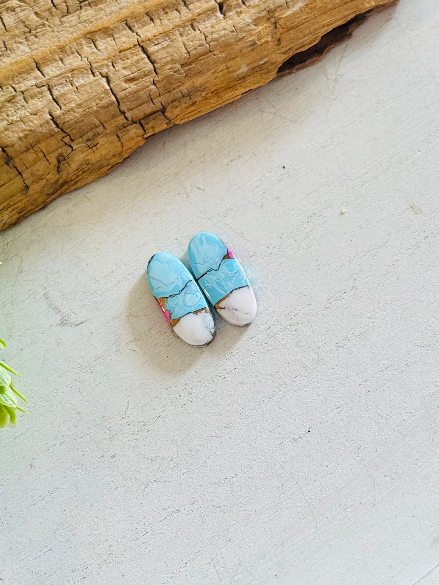 Cotton Candy Dahlia Composite Matching Earring Cabs