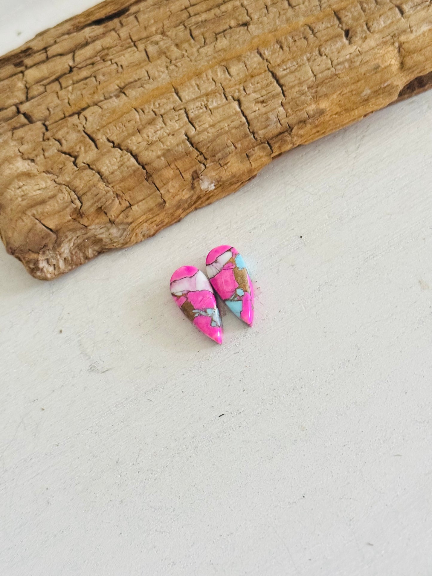 Cotton Candy Dahlia Composite Matching Earring Cabs