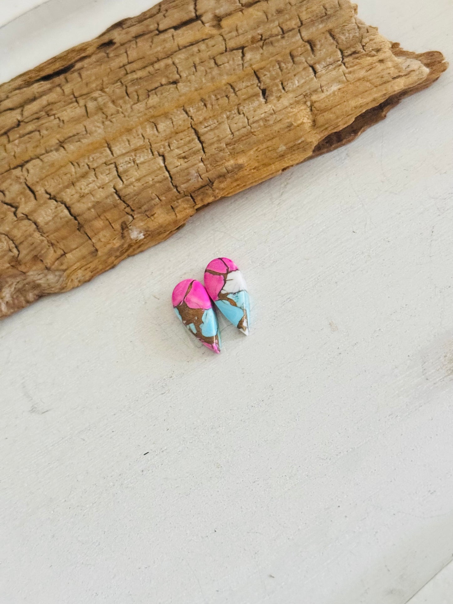 Cotton Candy Dahlia Composite Matching Earring Cabs