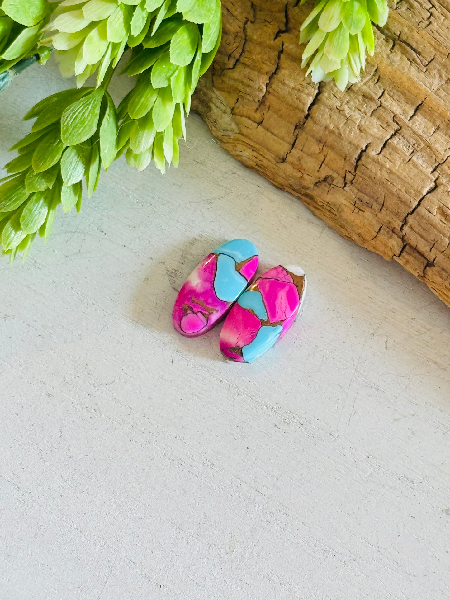 Cotton Candy Dahlia Composite Matching Earring Cabs