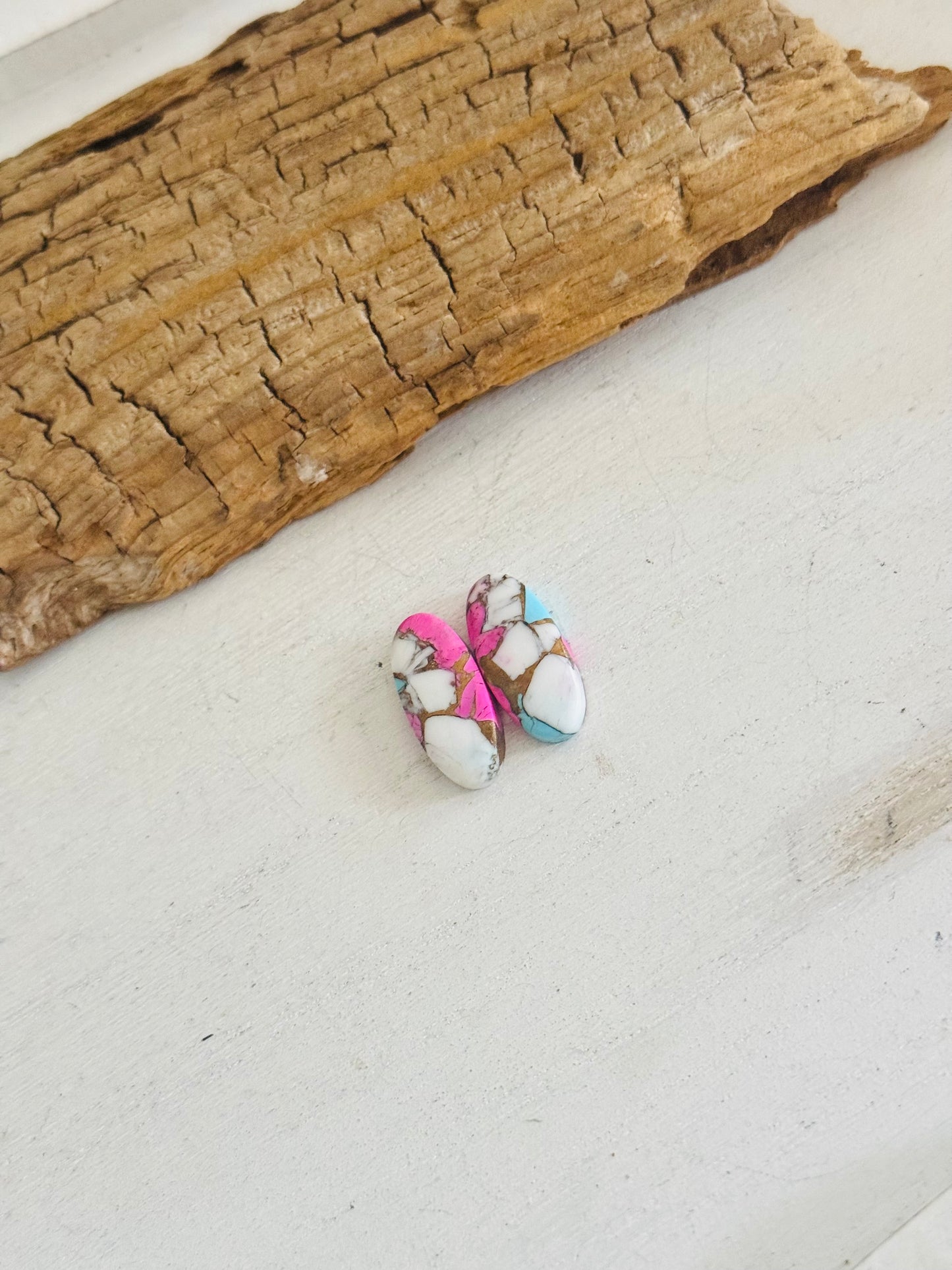 Cotton Candy Dahlia Composite Matching Earring Cabs