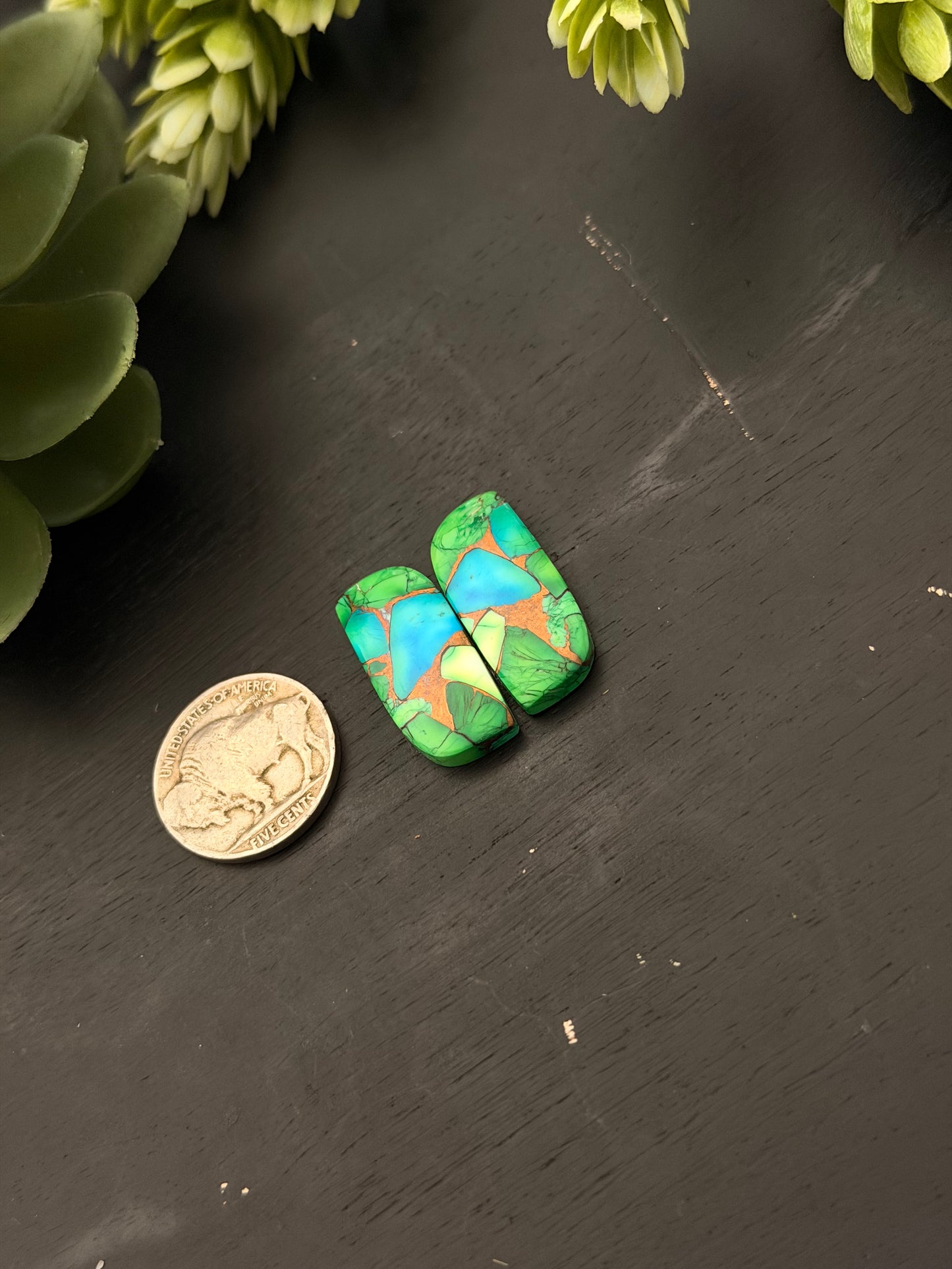Peacock Dahlia Composite Earring Set