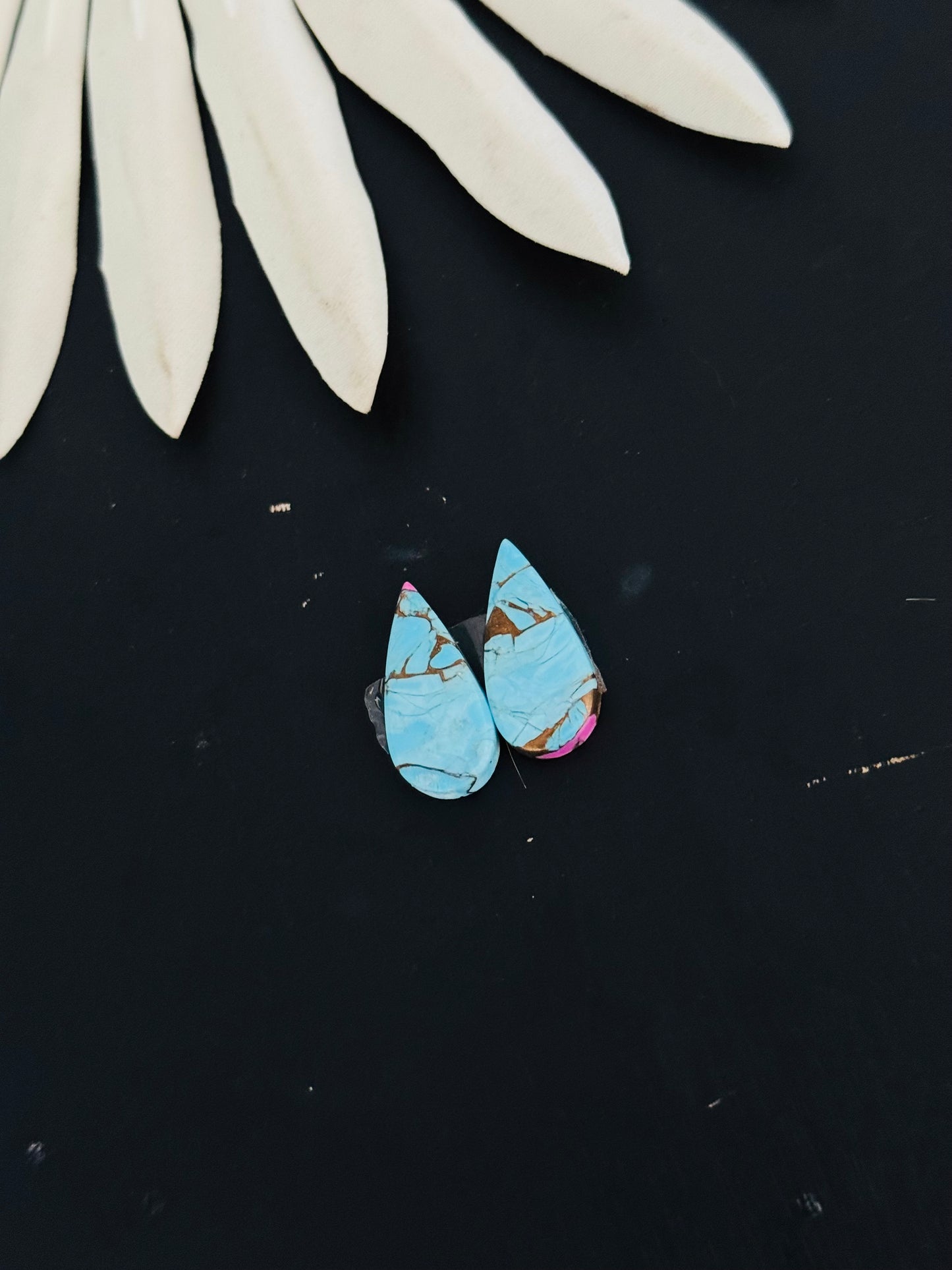 Cotton Candy Dahlia Composite Matching Earring Cabs