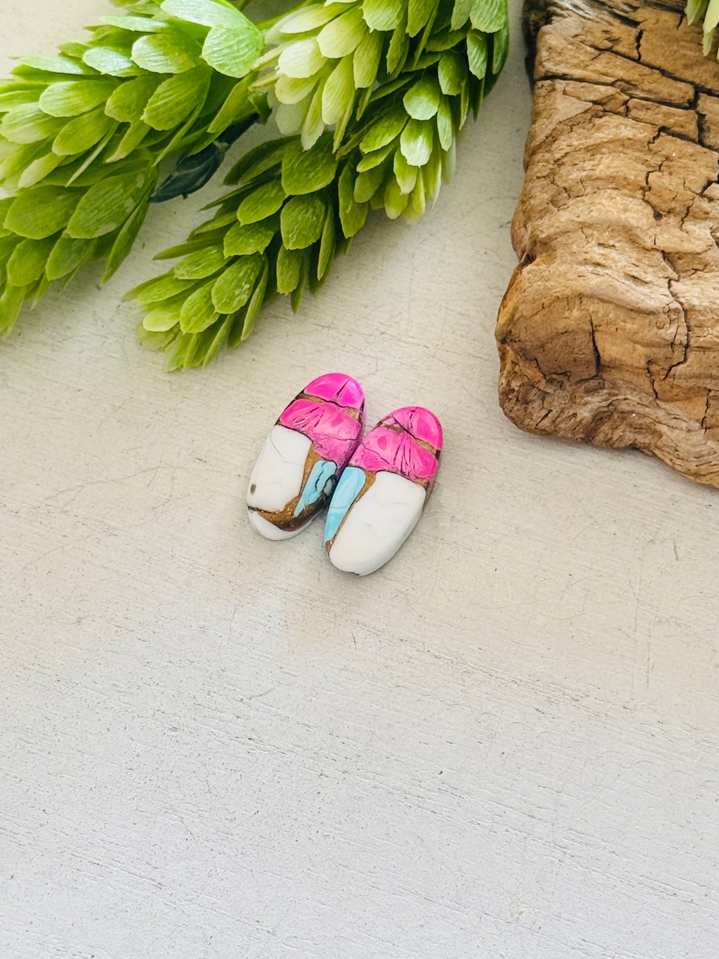 Cotton Candy Dahlia Composite Matching Earring Cabs