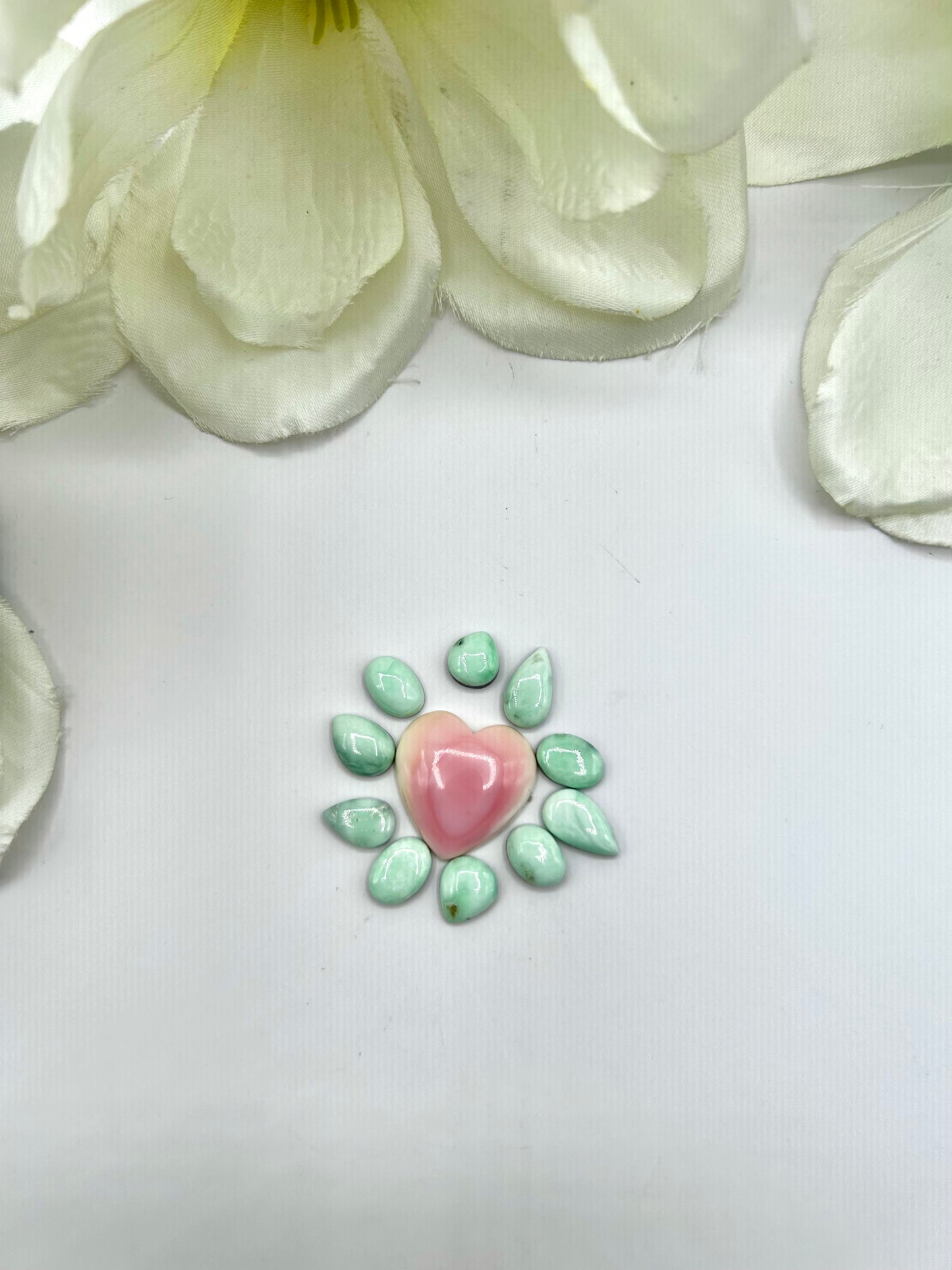 Paloma Variscite/Pink Conch Cabs
