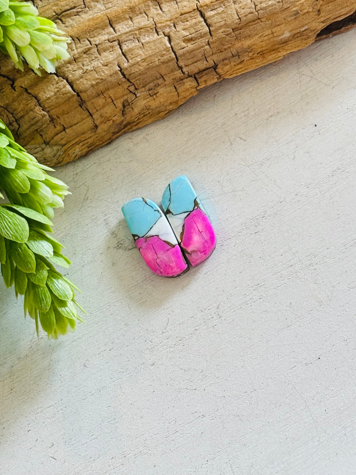 Cotton Candy Dahlia Composite Matching Earring Cabs