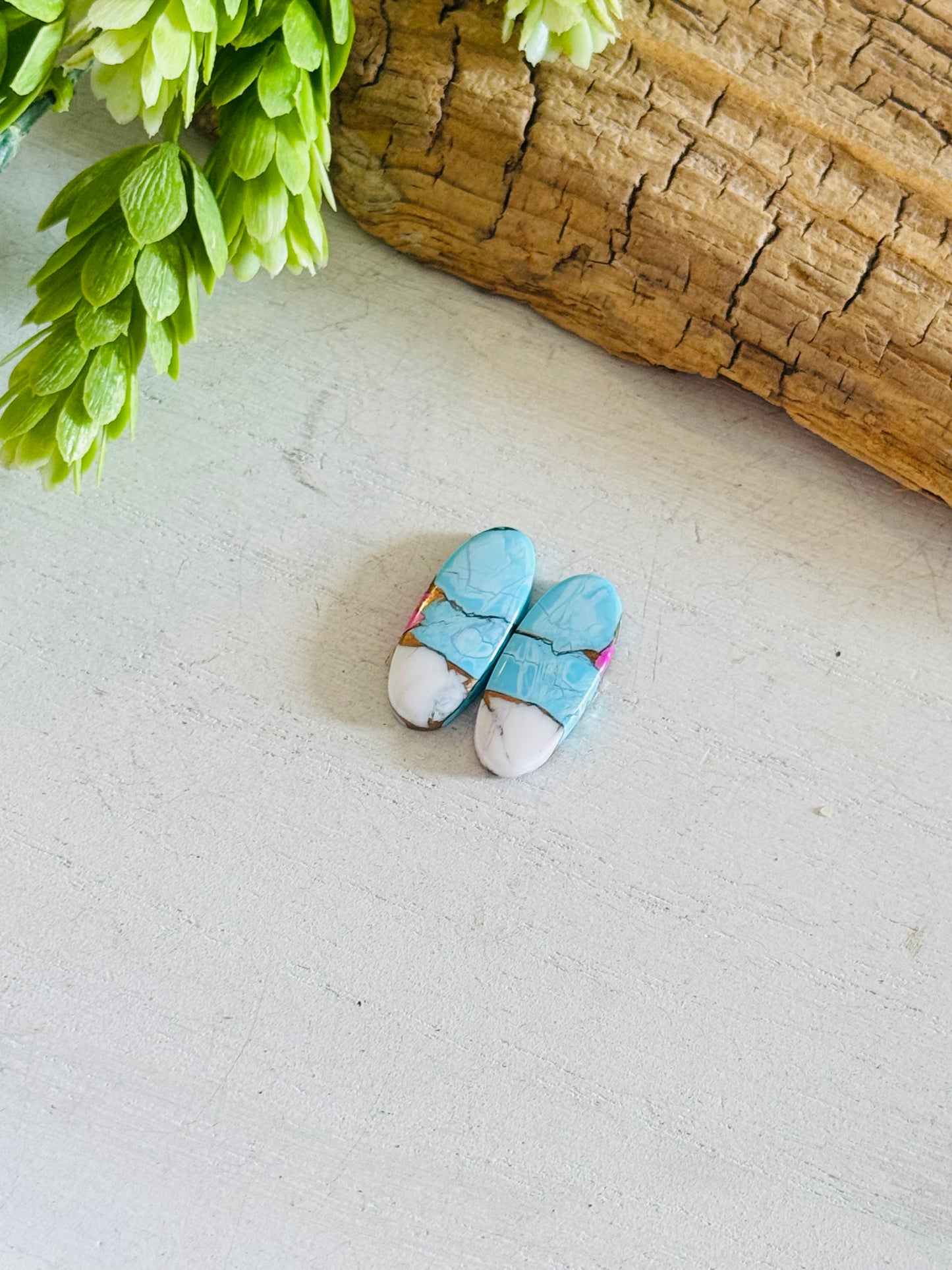 Cotton Candy Dahlia Composite Matching Earring Cabs