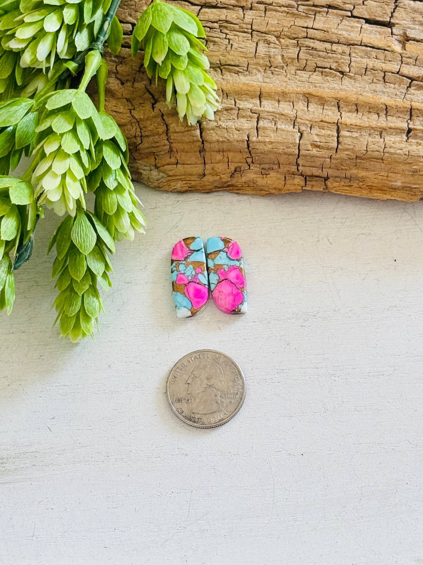 Cotton Candy Dahlia Composite Matching Earring Cabs