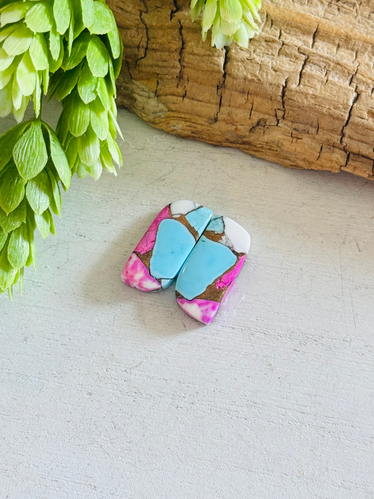 Cotton Candy Dahlia Composite Matching Earring Cabs