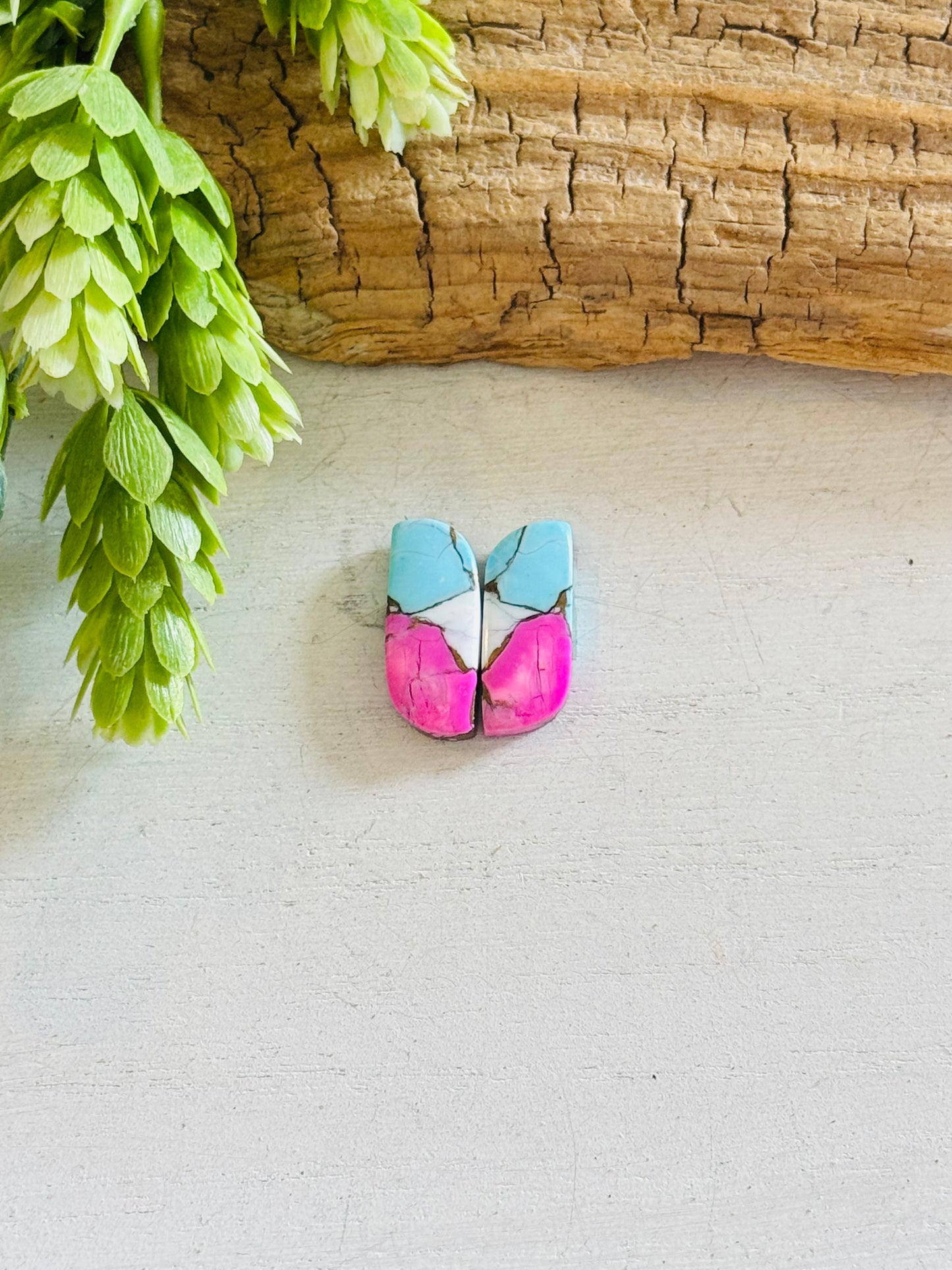 Cotton Candy Dahlia Composite Matching Earring Cabs
