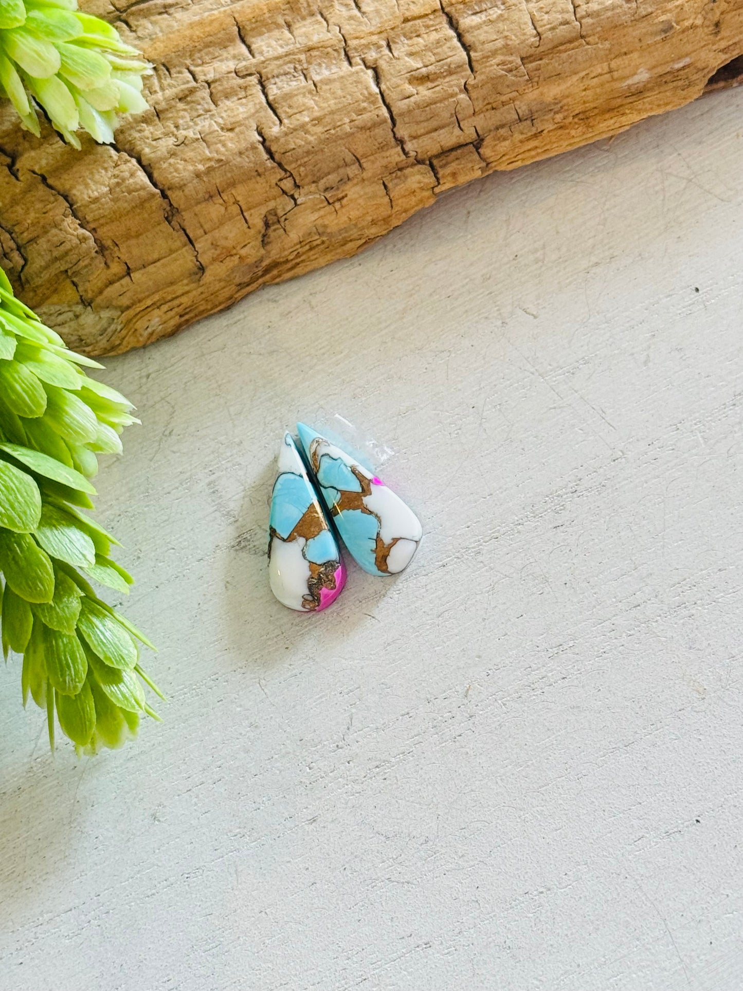 Cotton Candy Dahlia Composite Matching Earring Cabs