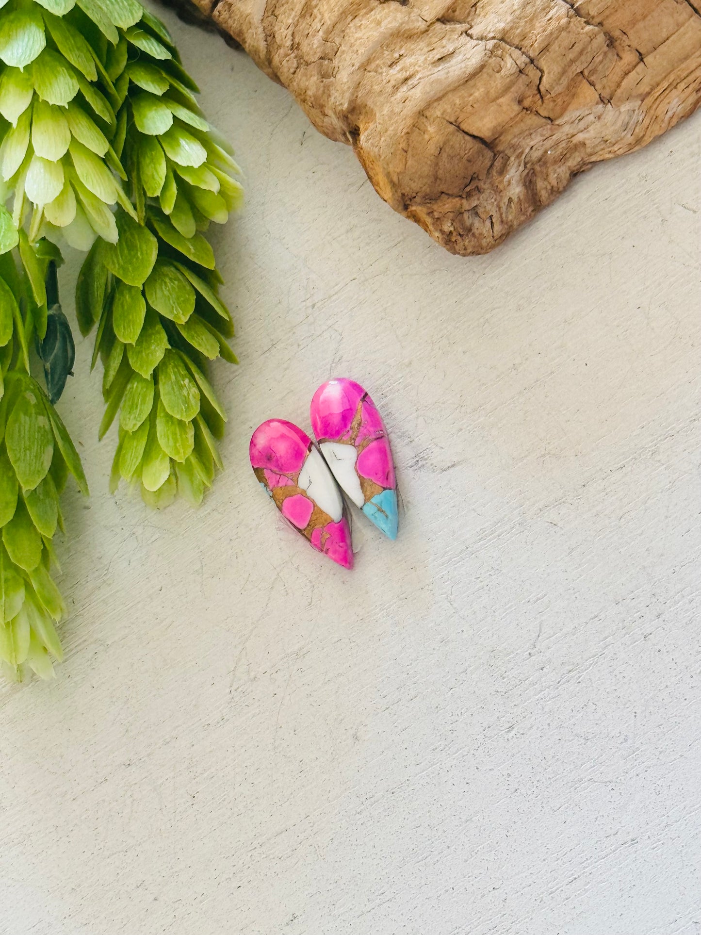 Cotton Candy Dahlia Composite Matching Earring Cabs