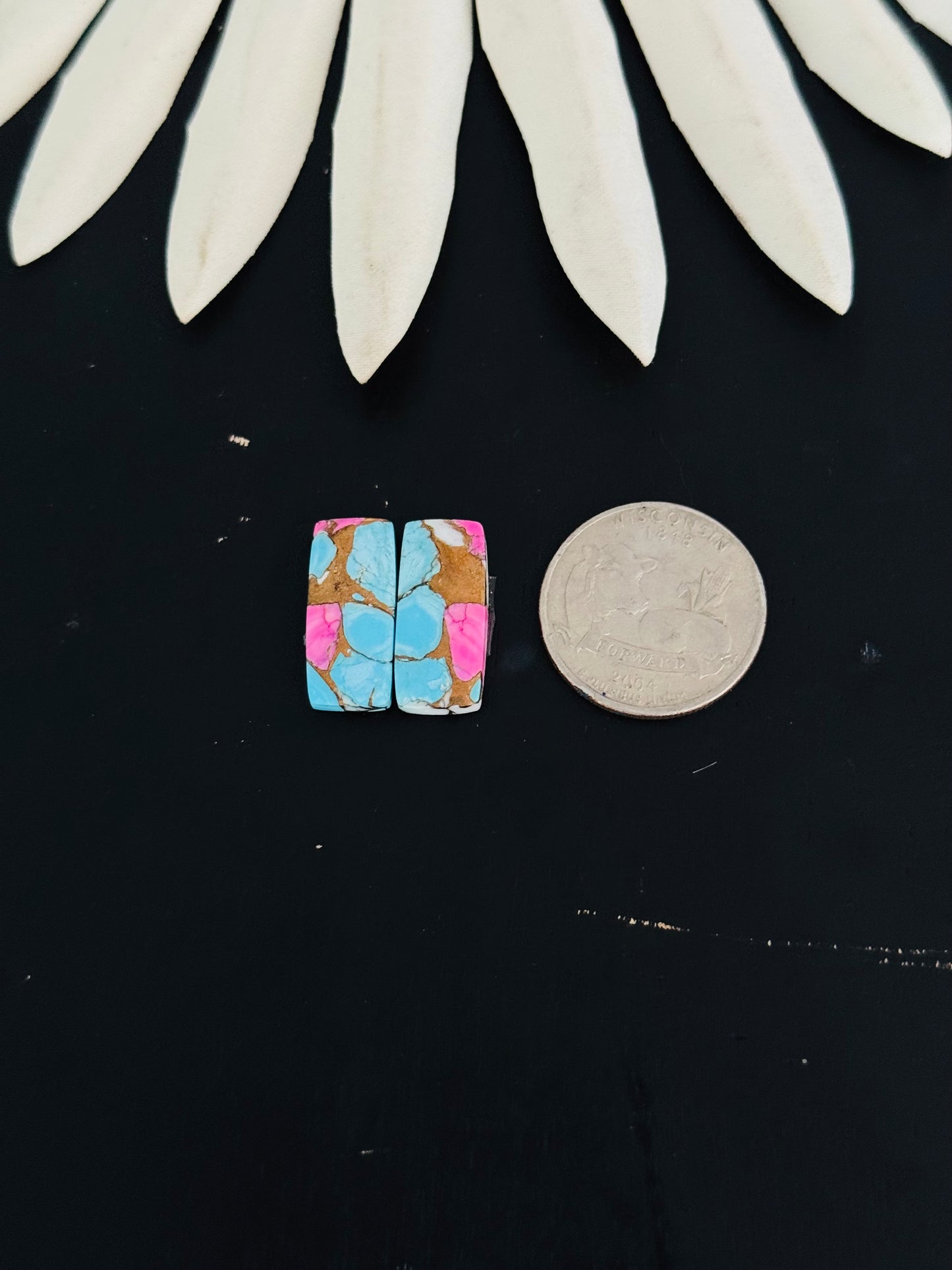Cotton Candy Dahlia Composite Matching Earring Cabs