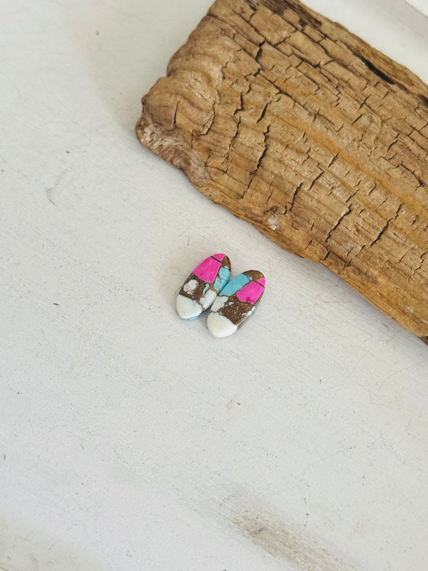 Cotton Candy Dahlia Composite Matching Earring Cabs
