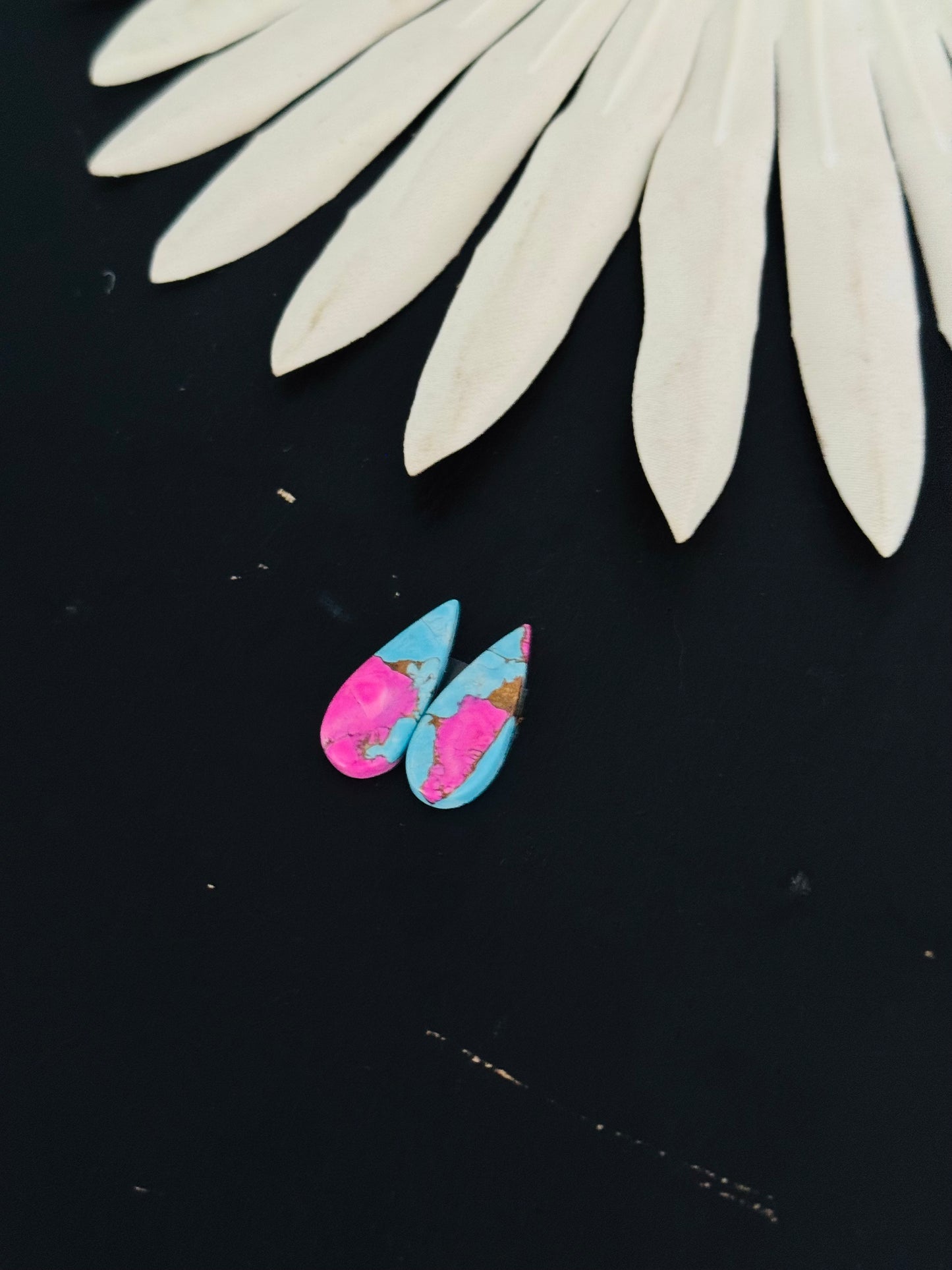 Cotton Candy Dahlia Composite Matching Earring Cabs