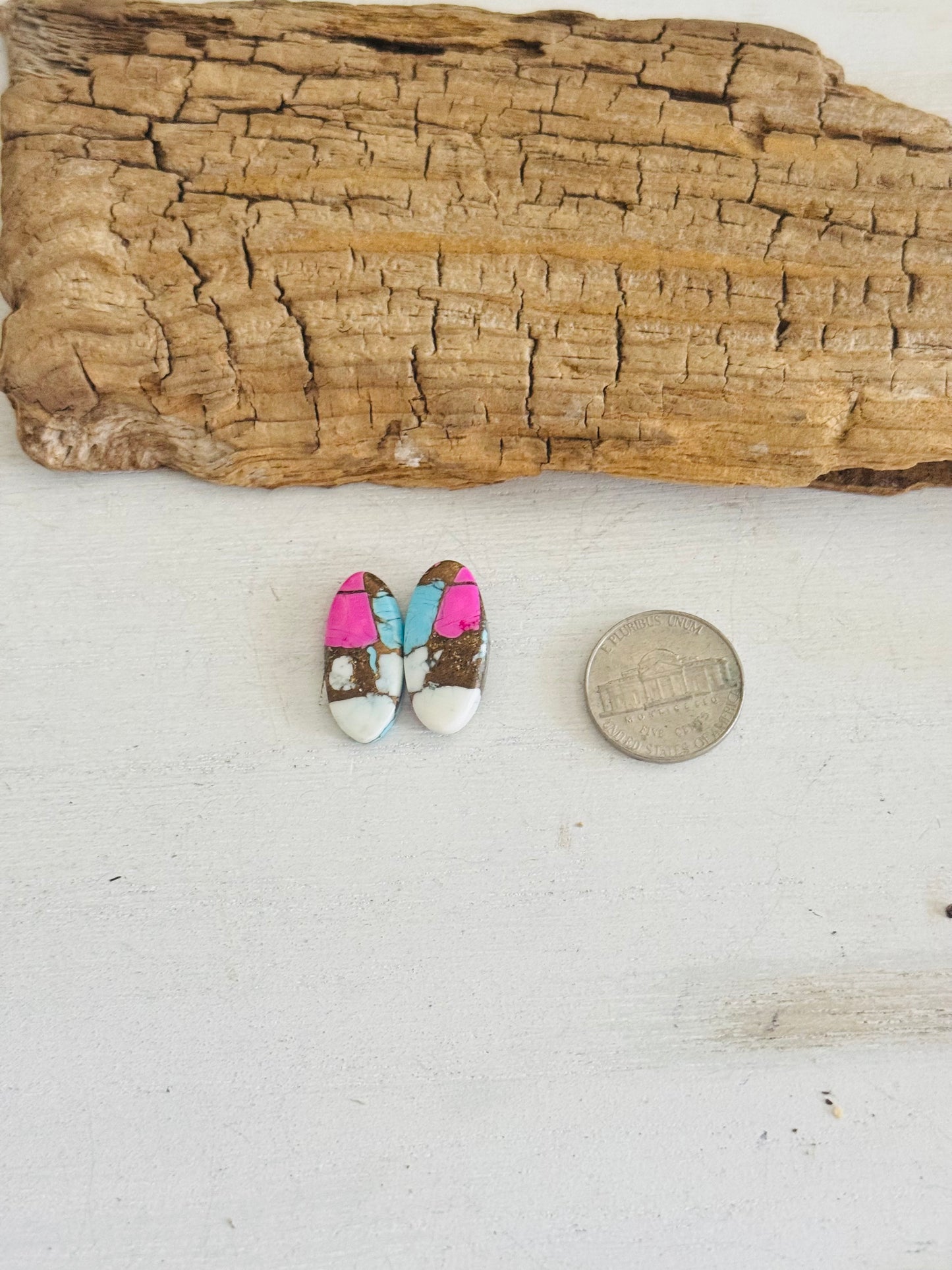 Cotton Candy Dahlia Composite Matching Earring Cabs