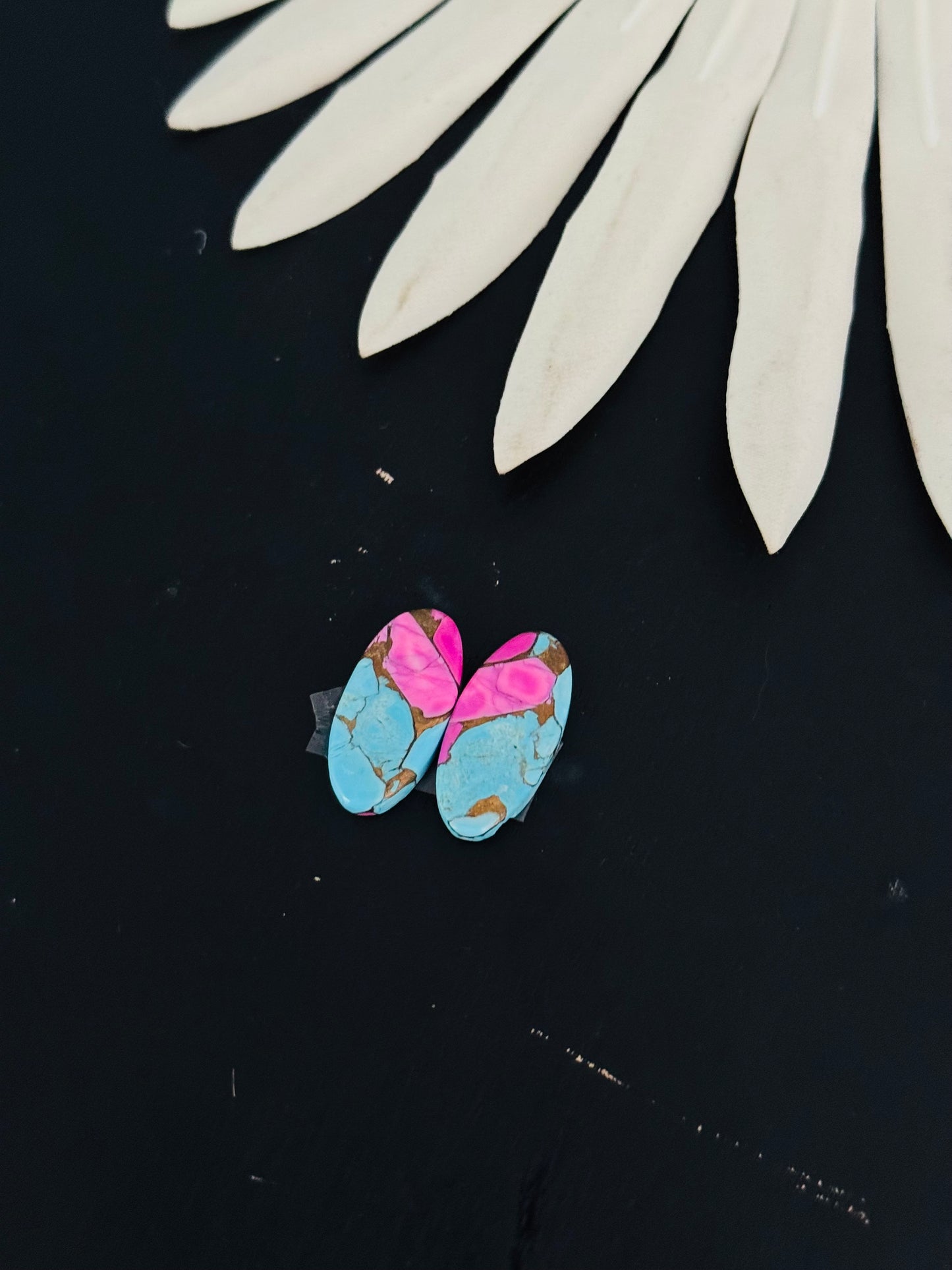 Cotton Candy Dahlia Composite Matching Earring Cabs