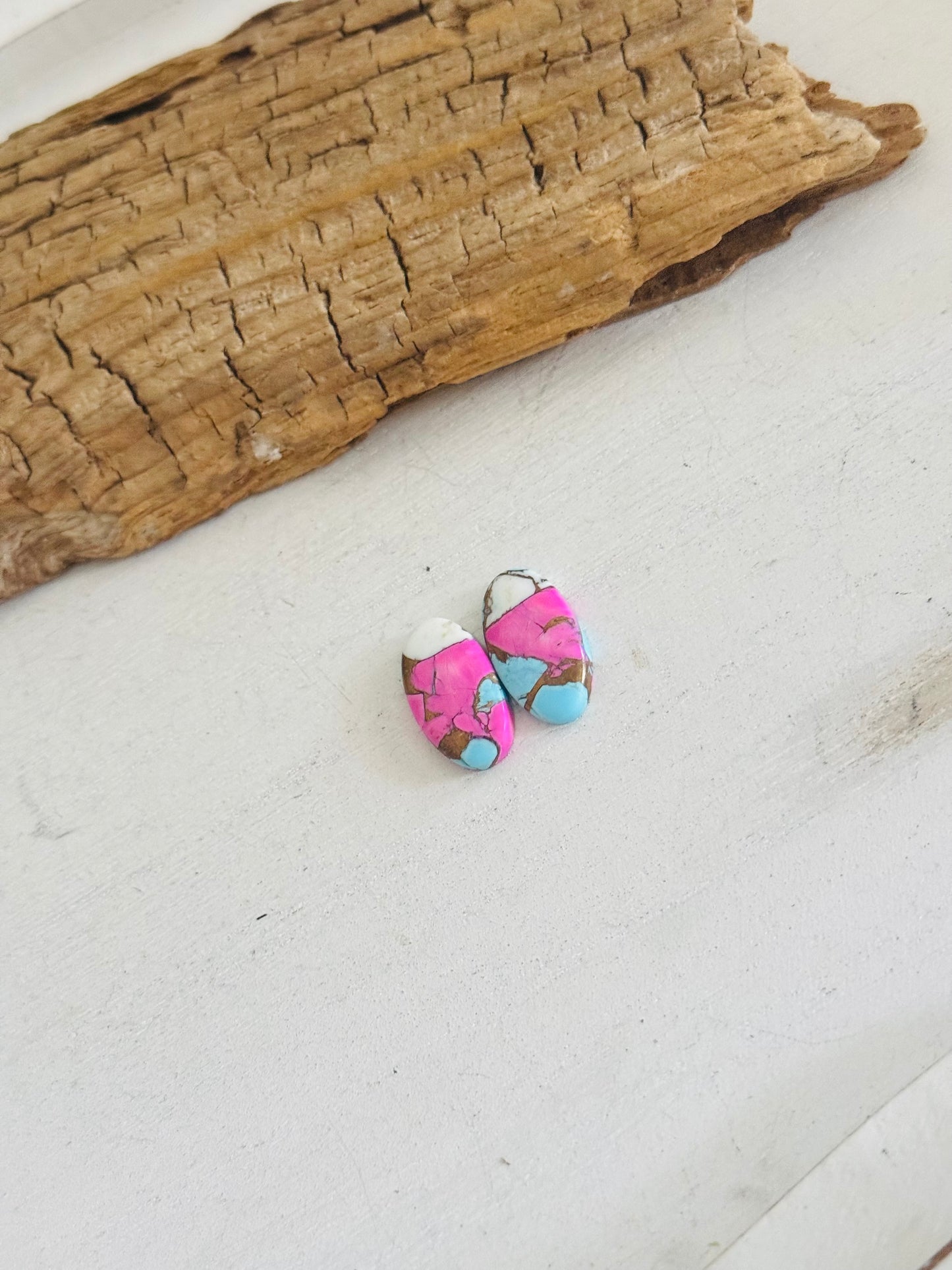 Cotton Candy Dahlia Composite Matching Earring Cabs
