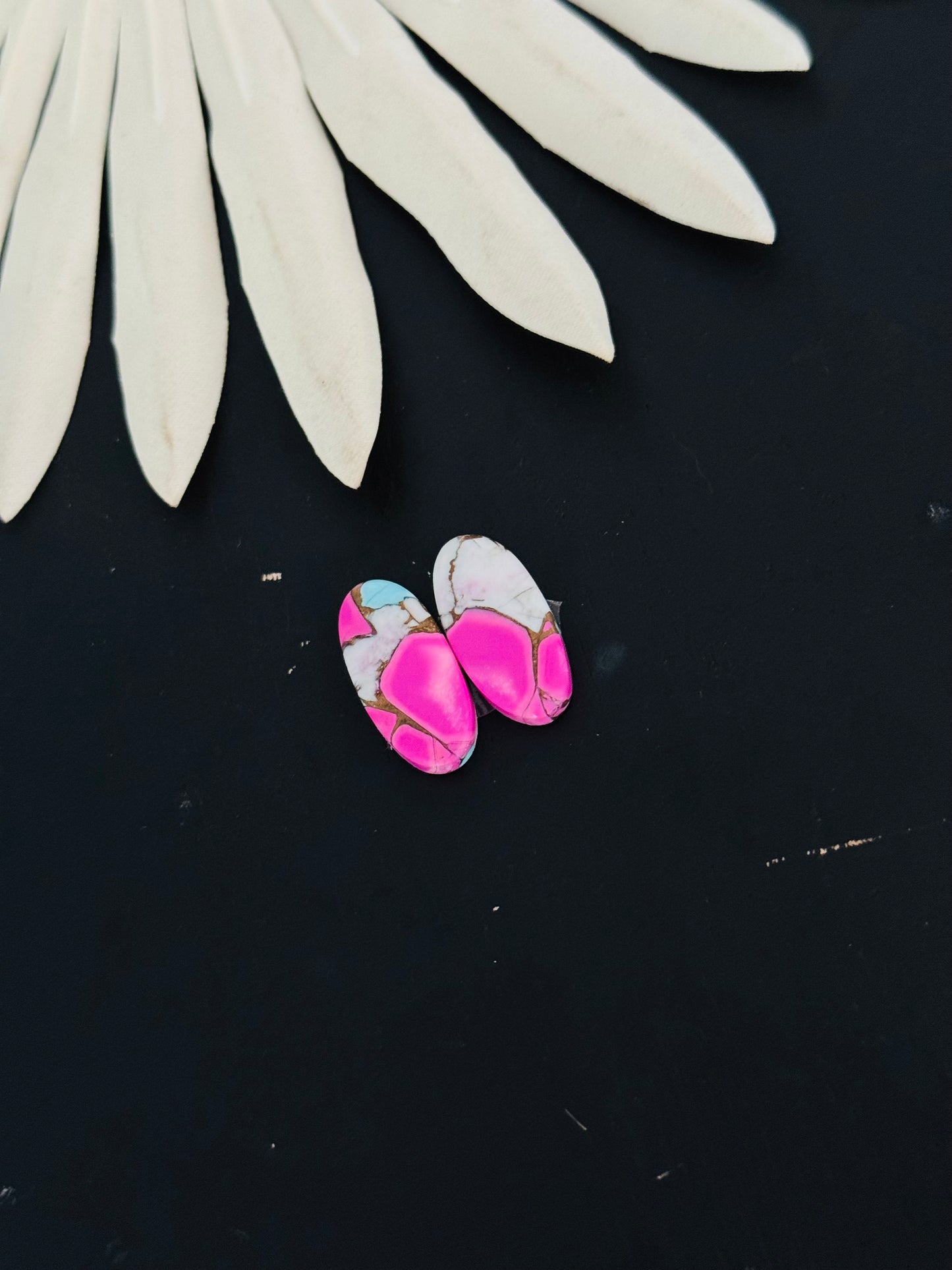 Cotton Candy Dahlia Composite Matching Earring Cabs