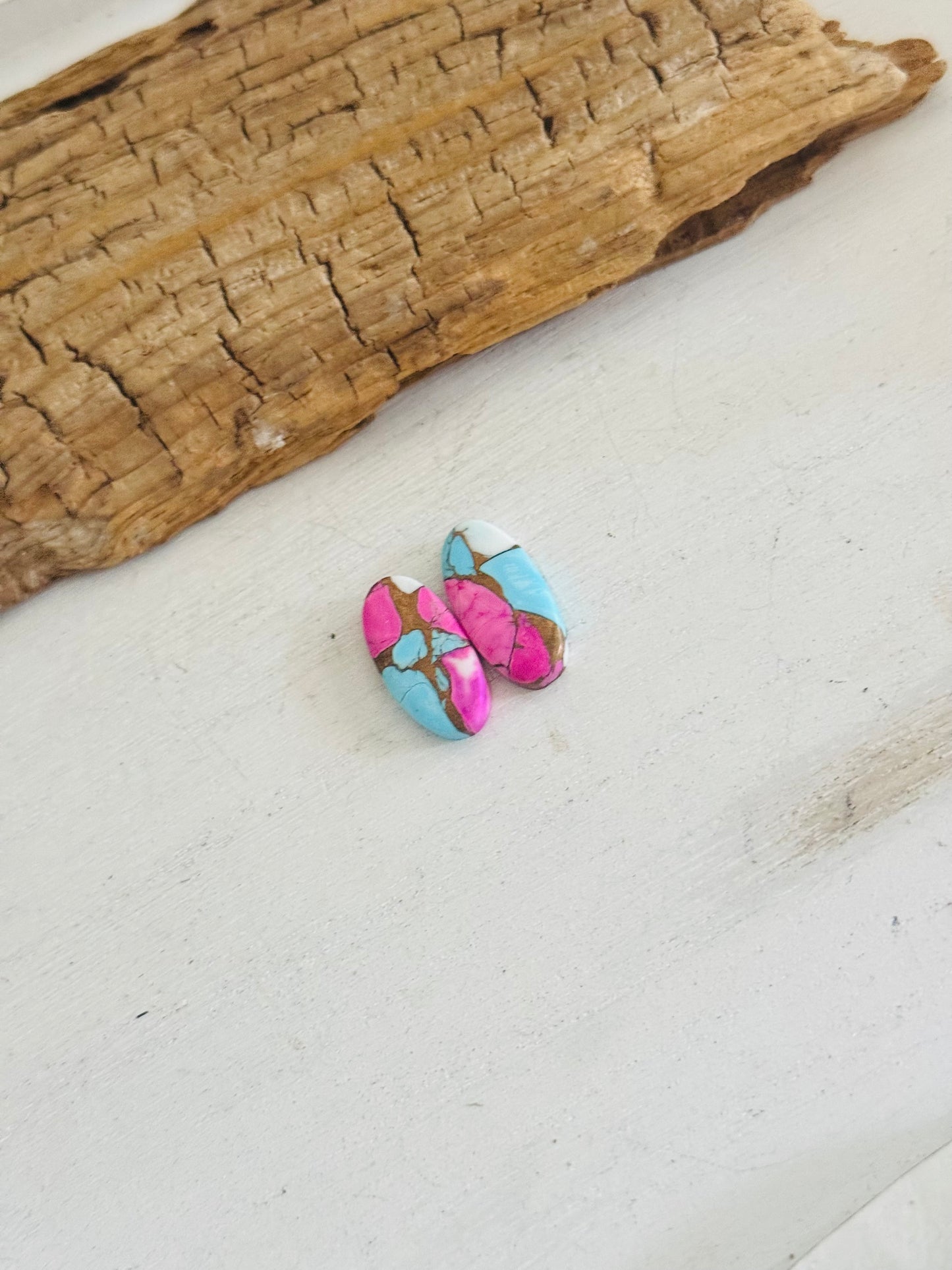 Cotton Candy Dahlia Composite Matching Earring Cabs