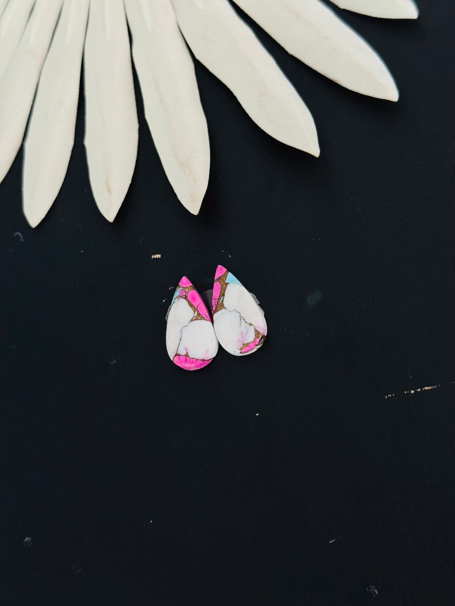 Cotton Candy Dahlia Composite Matching Earring Cabs