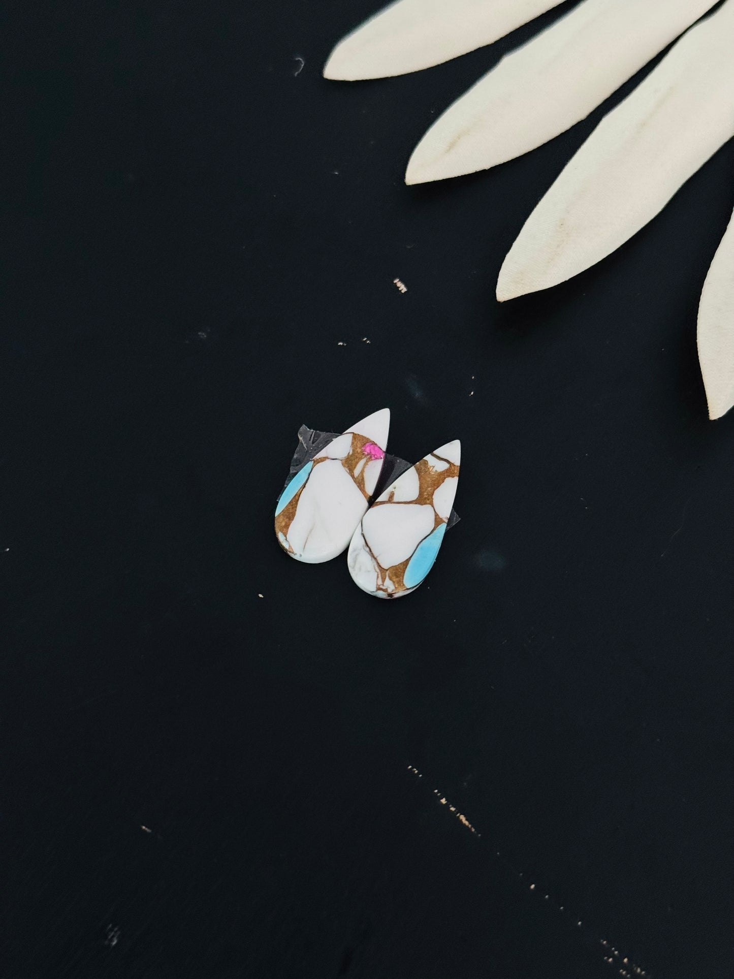 Cotton Candy Dahlia Composite Matching Earring Cabs