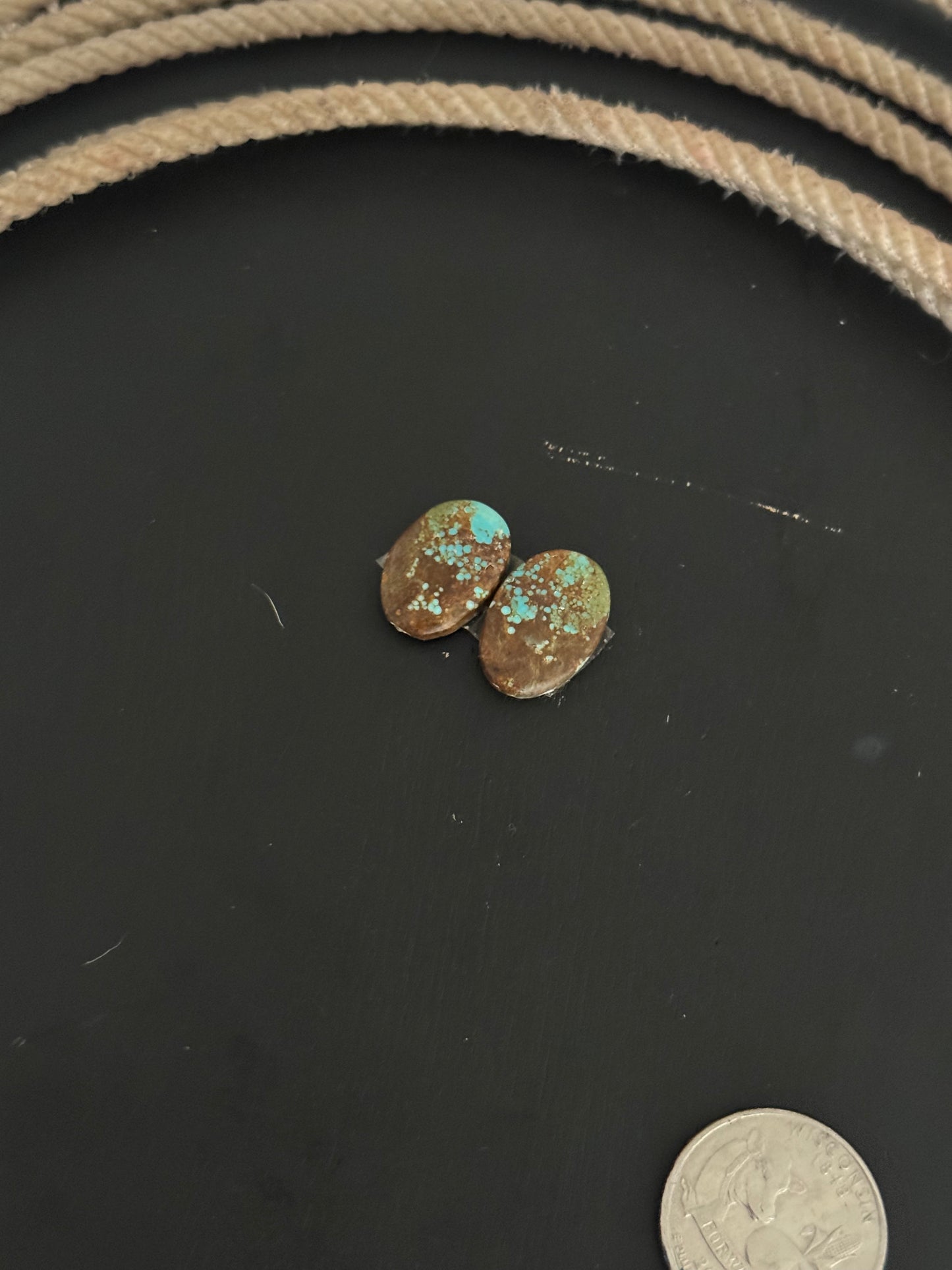 #8 Turquoise Earring Pair Cabs