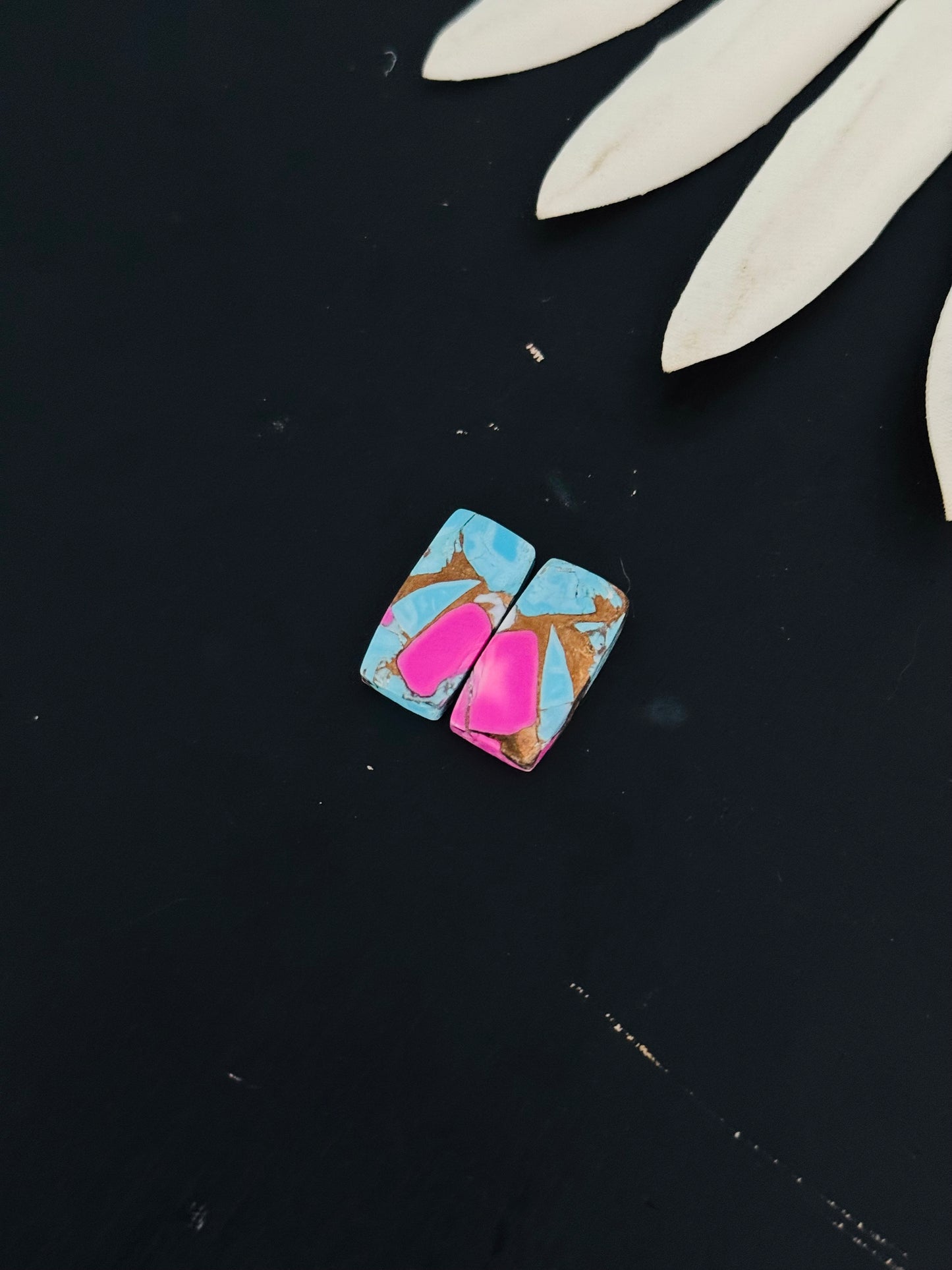 Cotton Candy Dahlia Composite Matching Earring Cabs