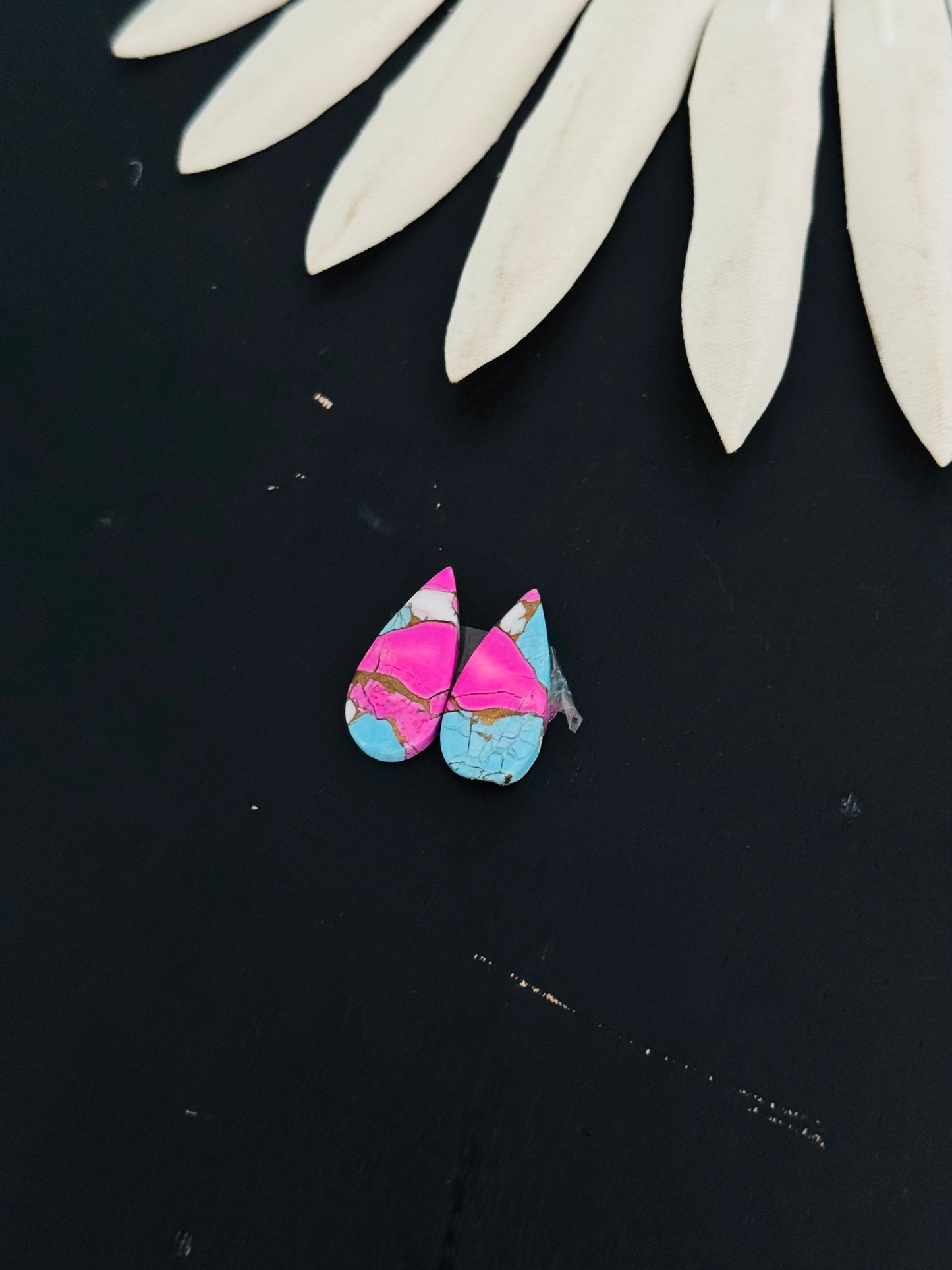 Cotton Candy Dahlia Composite Matching Earring Cabs