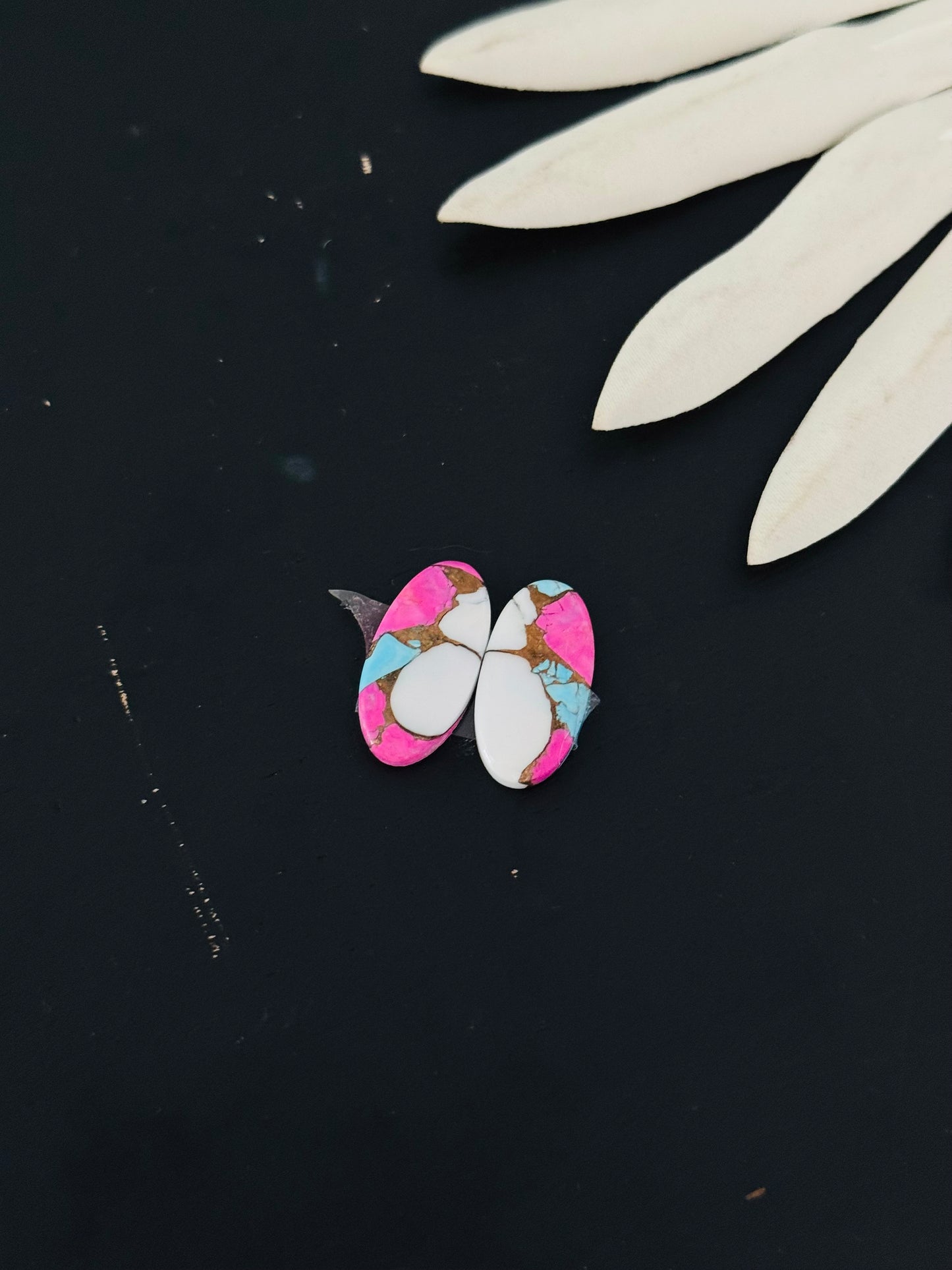 Cotton Candy Dahlia Composite Matching Earring Cabs