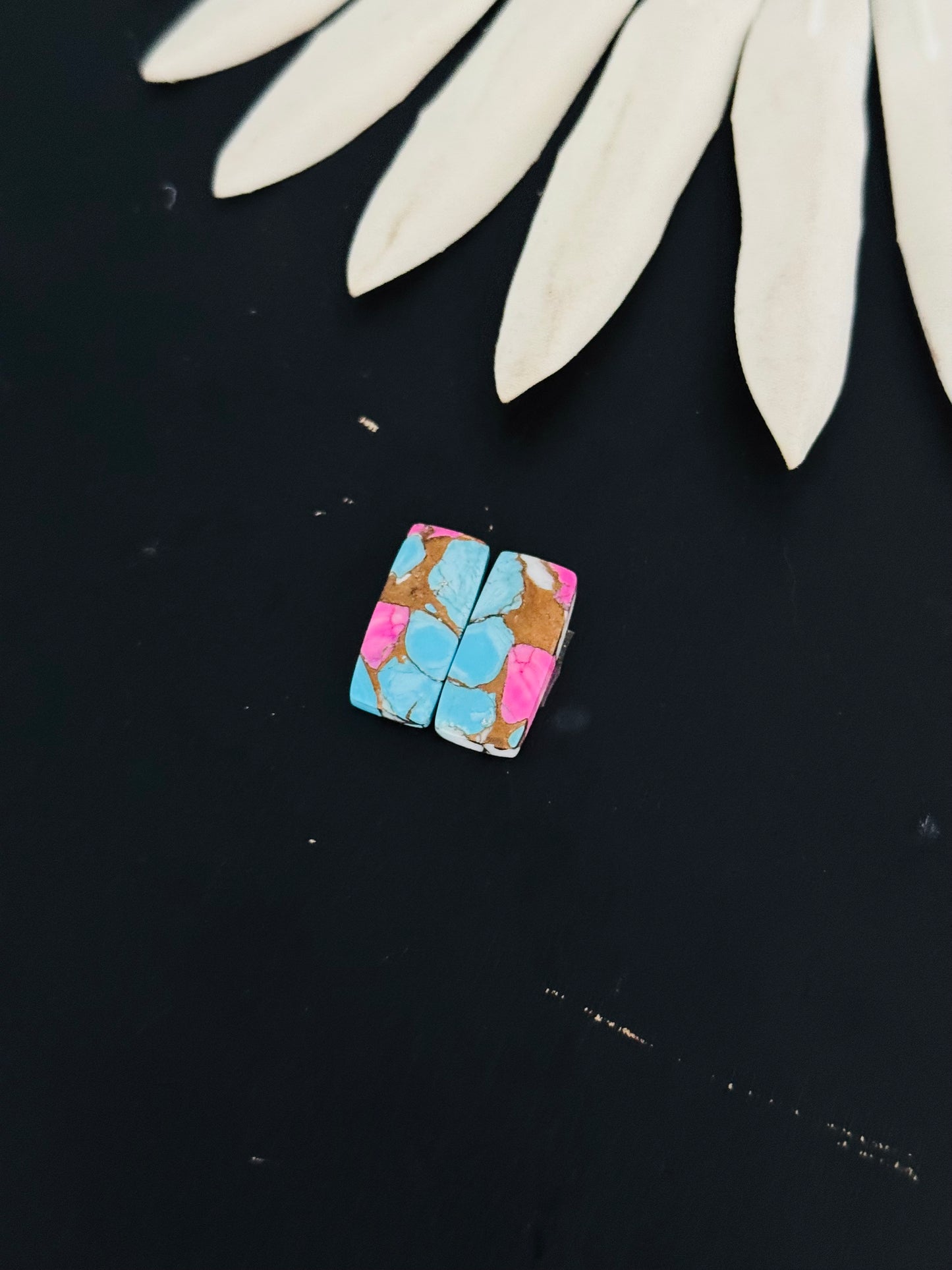 Cotton Candy Dahlia Composite Matching Earring Cabs