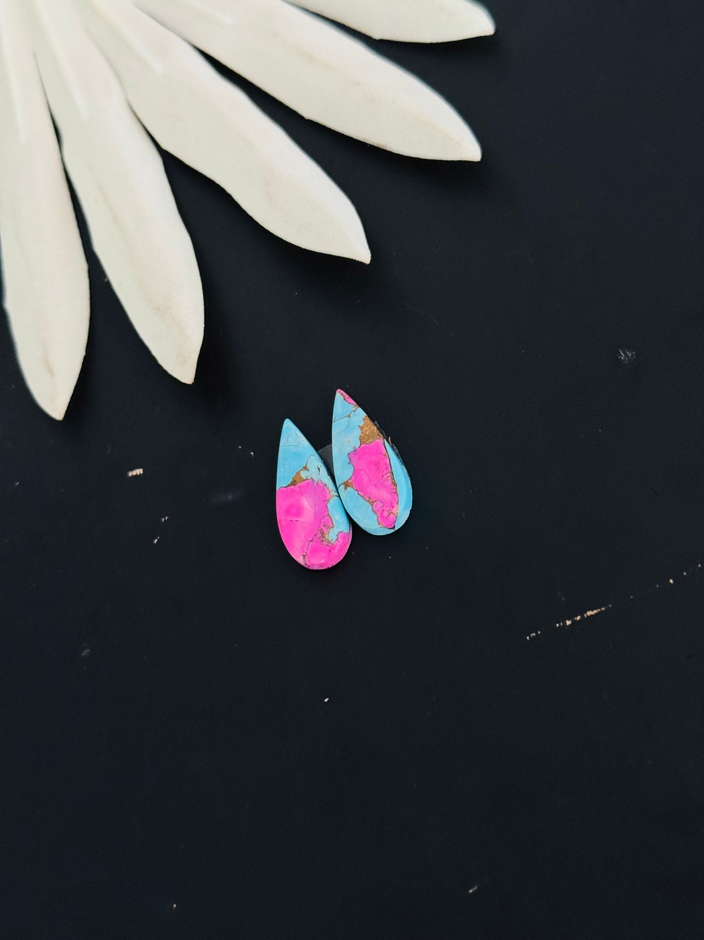Cotton Candy Dahlia Composite Matching Earring Cabs