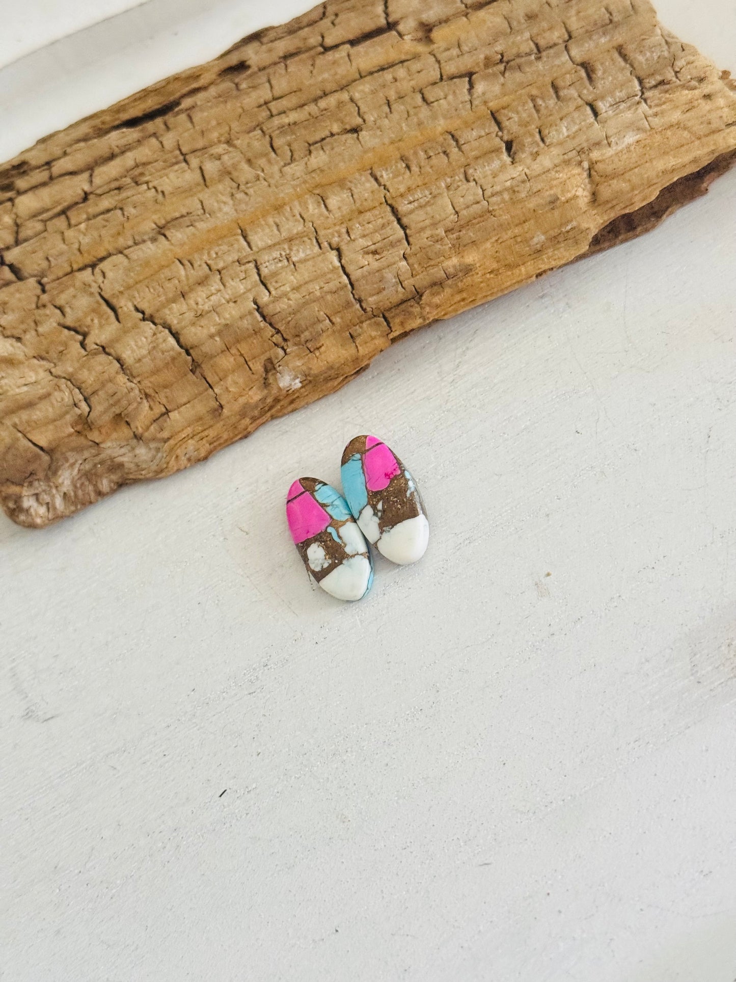 Cotton Candy Dahlia Composite Matching Earring Cabs