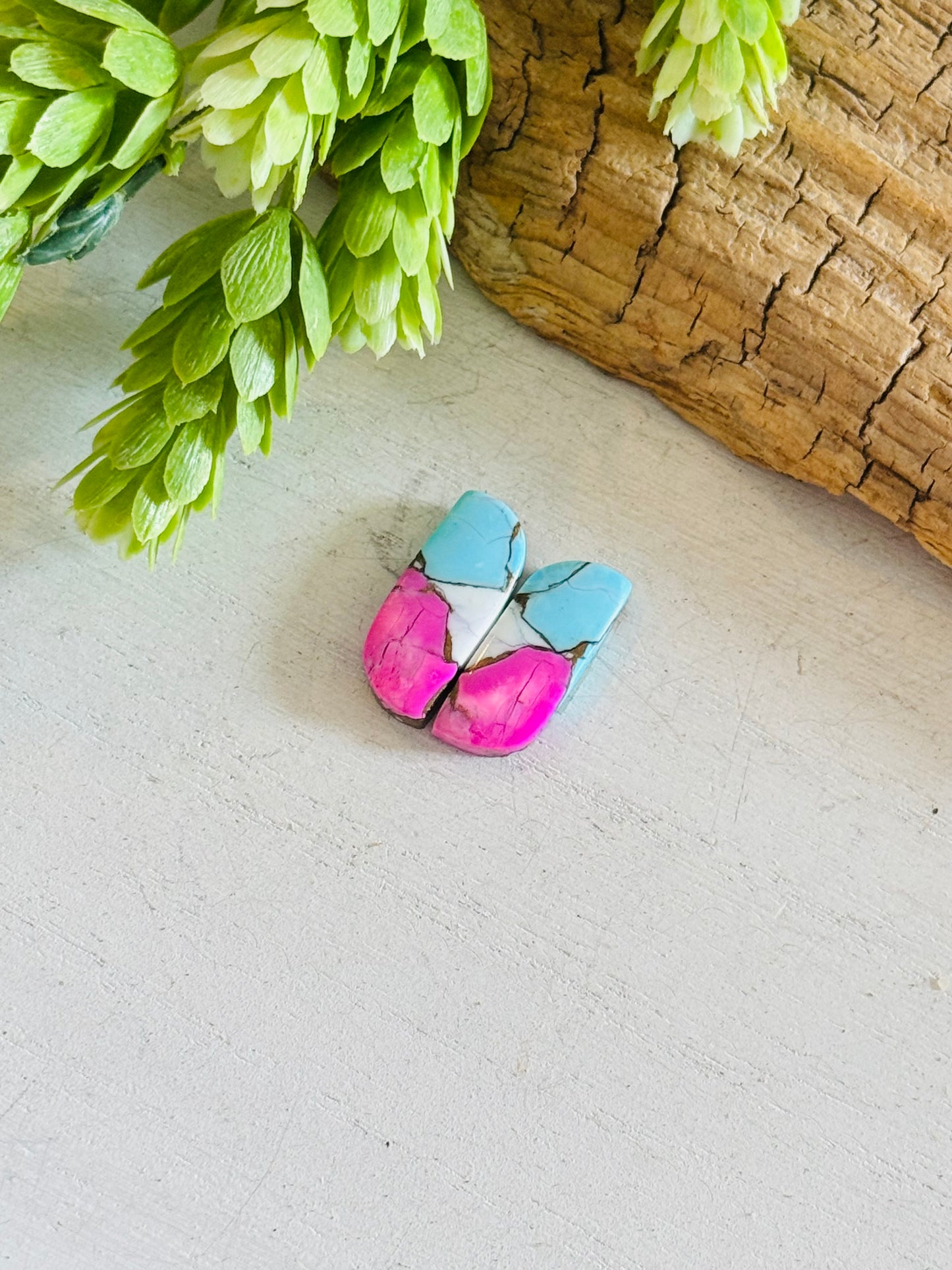 Cotton Candy Dahlia Composite Matching Earring Cabs