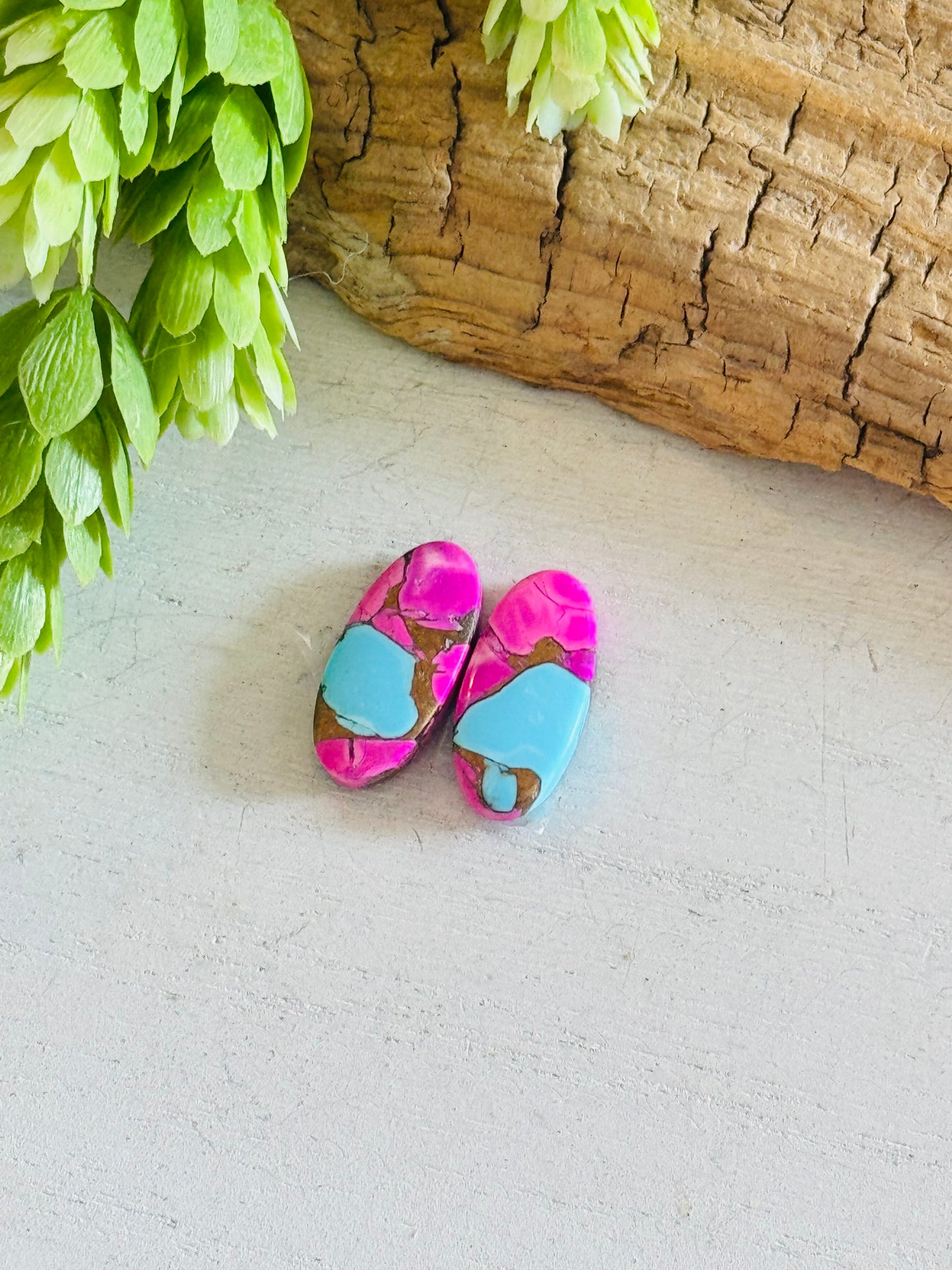 Cotton Candy Dahlia Composite Matching Earring Cabs