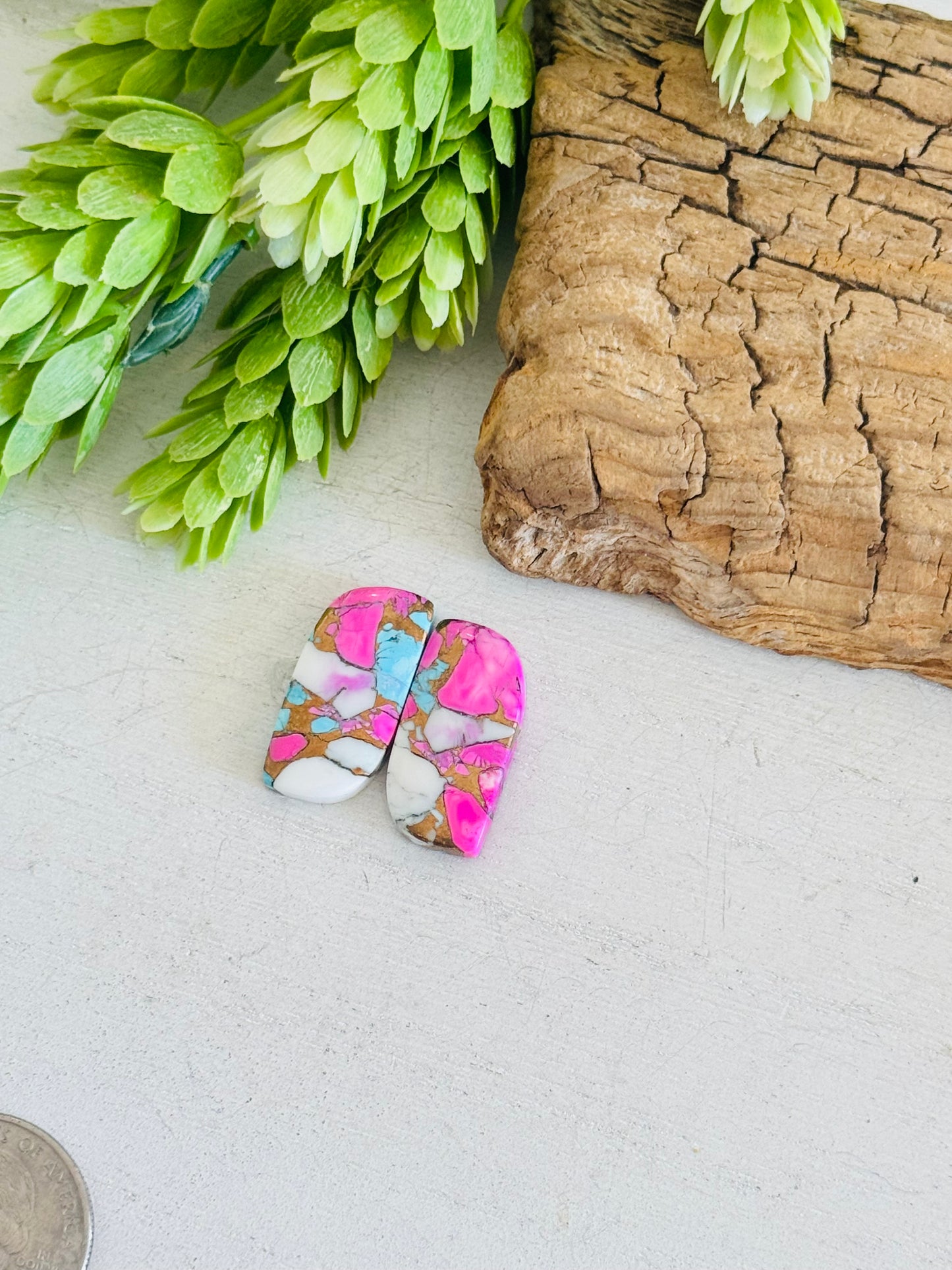 Cotton Candy Dahlia Composite Matching Earring Cabs
