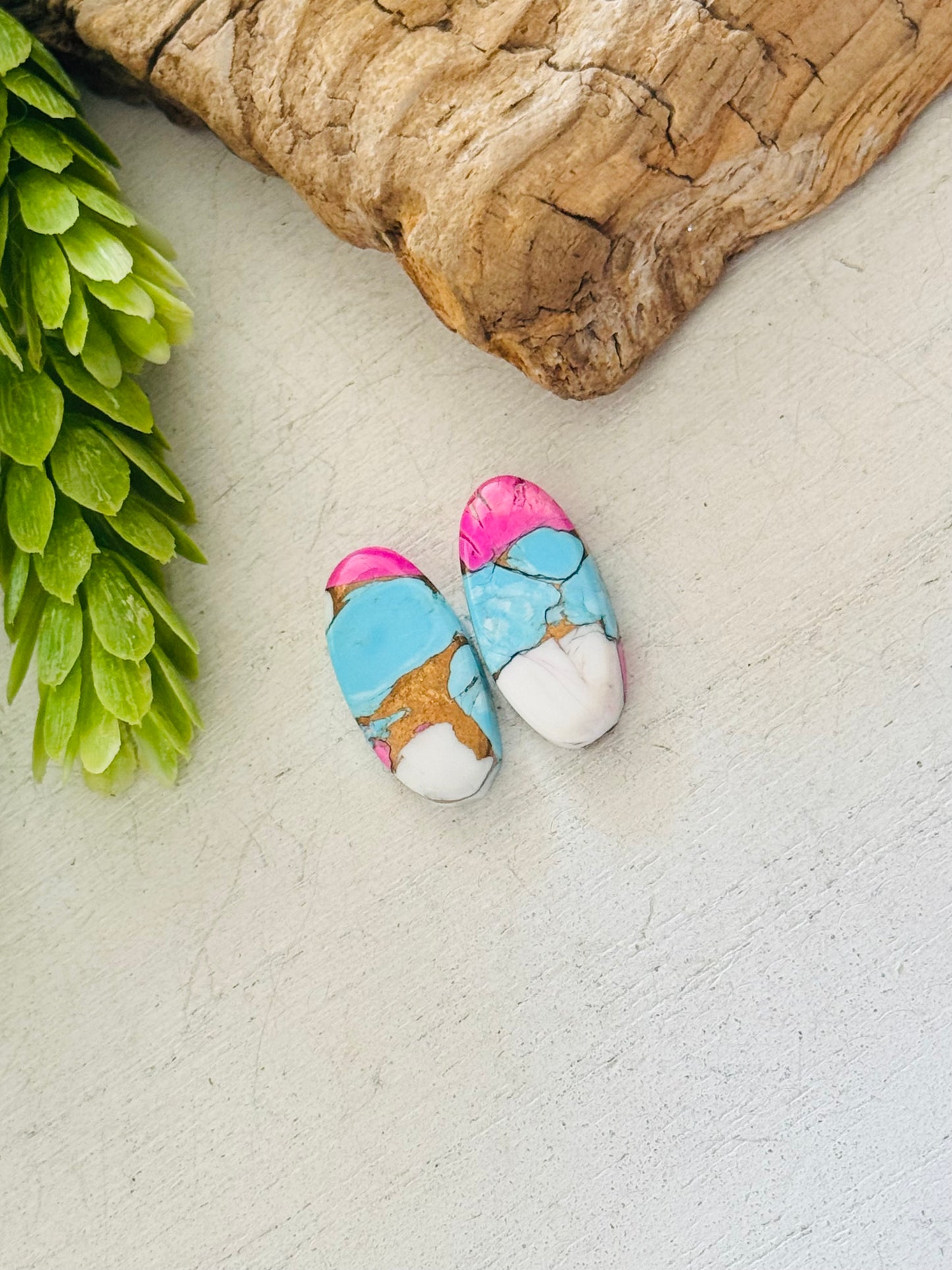 Cotton Candy Dahlia Composite Matching Earring Cabs