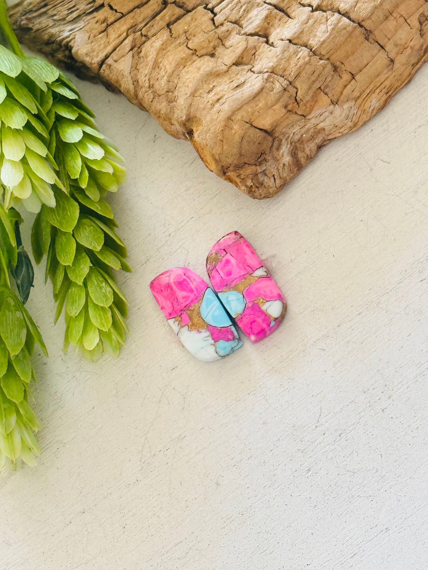 Cotton Candy Dahlia Composite Matching Earring Cabs